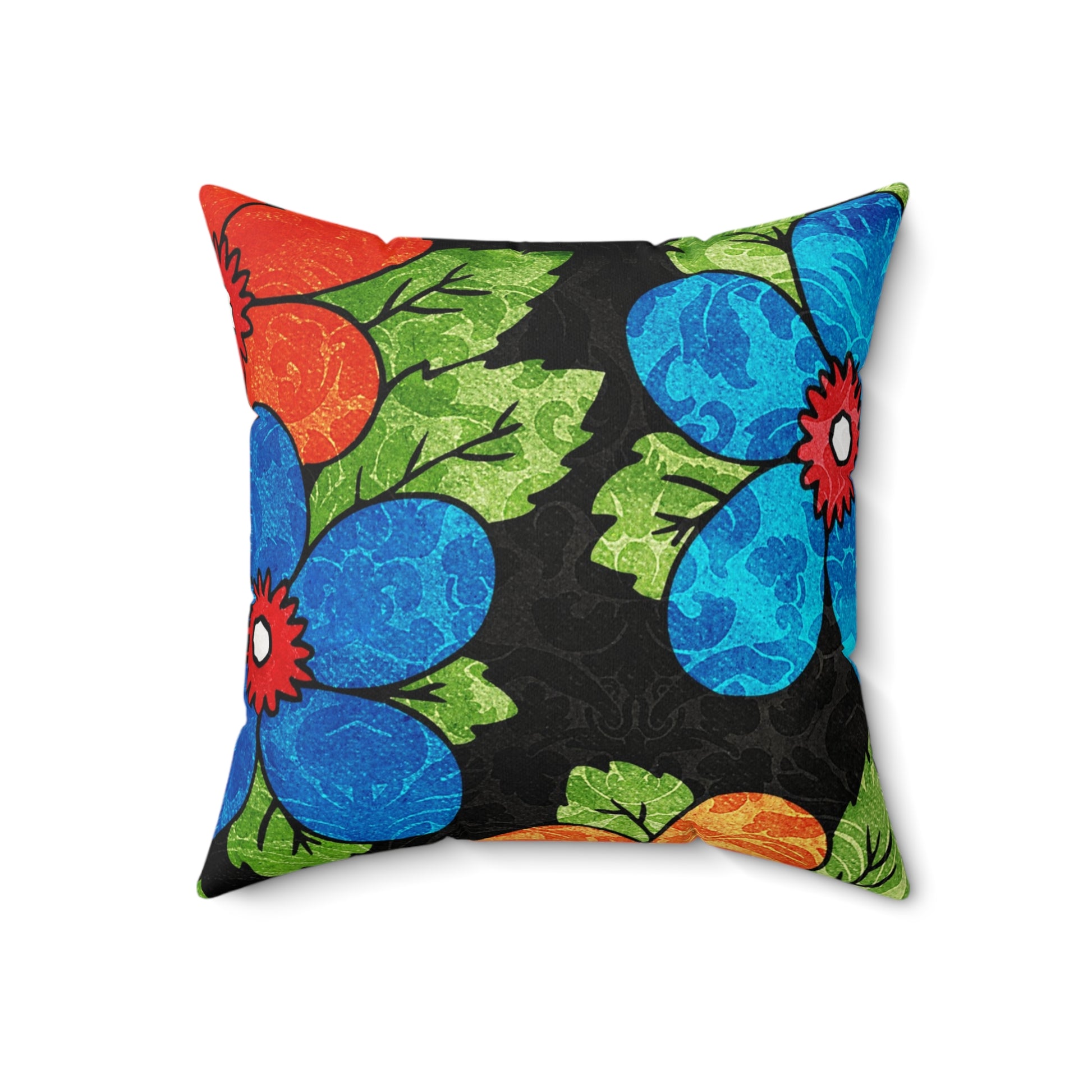 Groovy Black Floral Kl Spun Polyester Square Pillow, Artsulli - Art is Long, Life is Short, Home Decor, Size, 18" × 18", , , , , 18446258471478942492