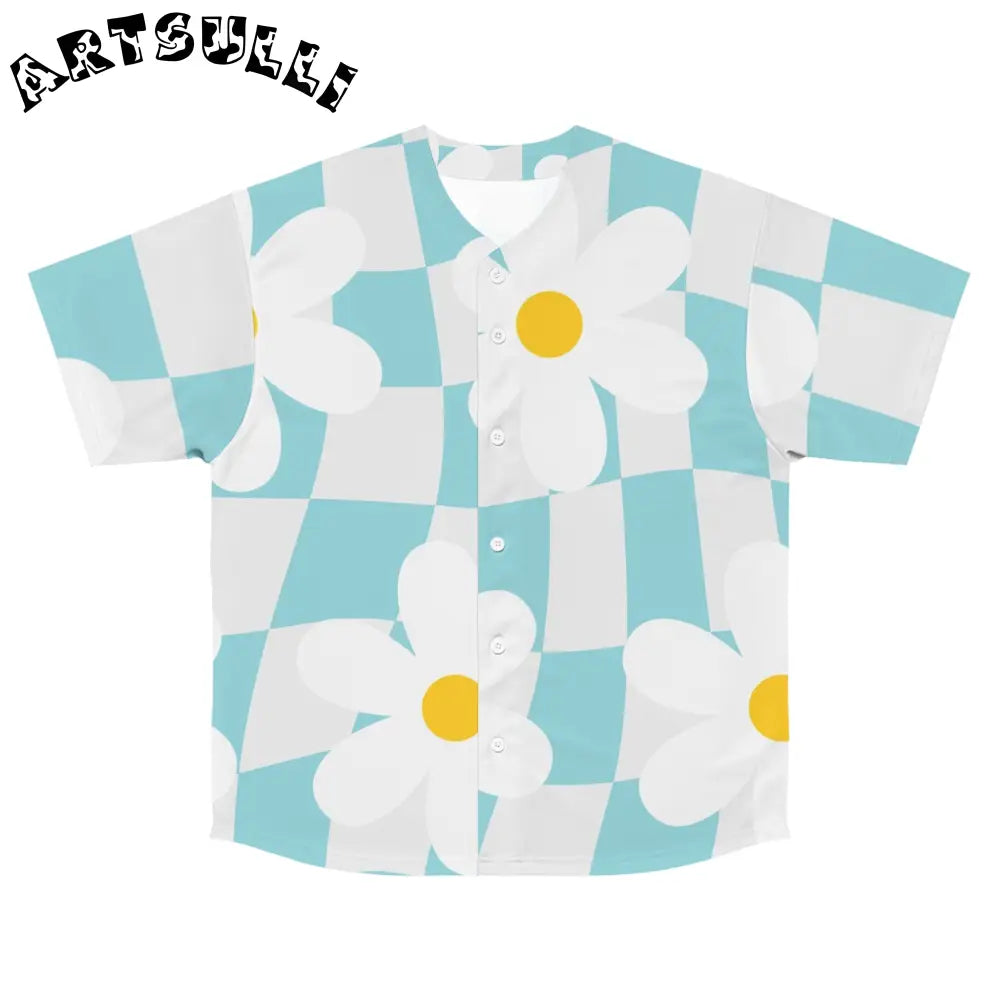 JAKKOUTTHEBXX Trippy Check Garden Men’s Baseball Jersey (AOP)