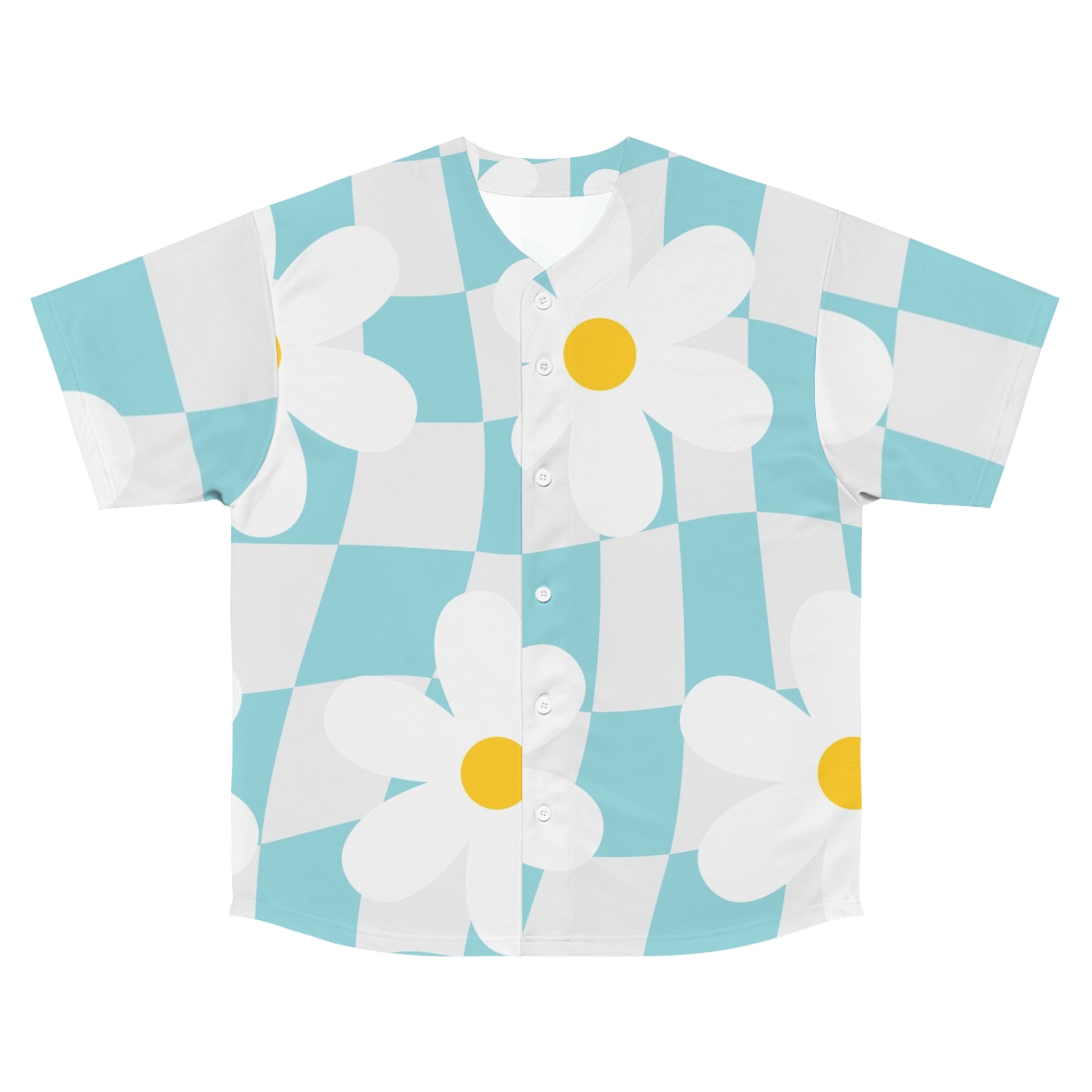 Trippy Check Garden Men's Baseball Jersey (AOP), Artsulli - Art is Long, Life is Short, All Over Prints, Size, S, Color, Seam thread color automatically matched to design, , , 14801981082226120887
