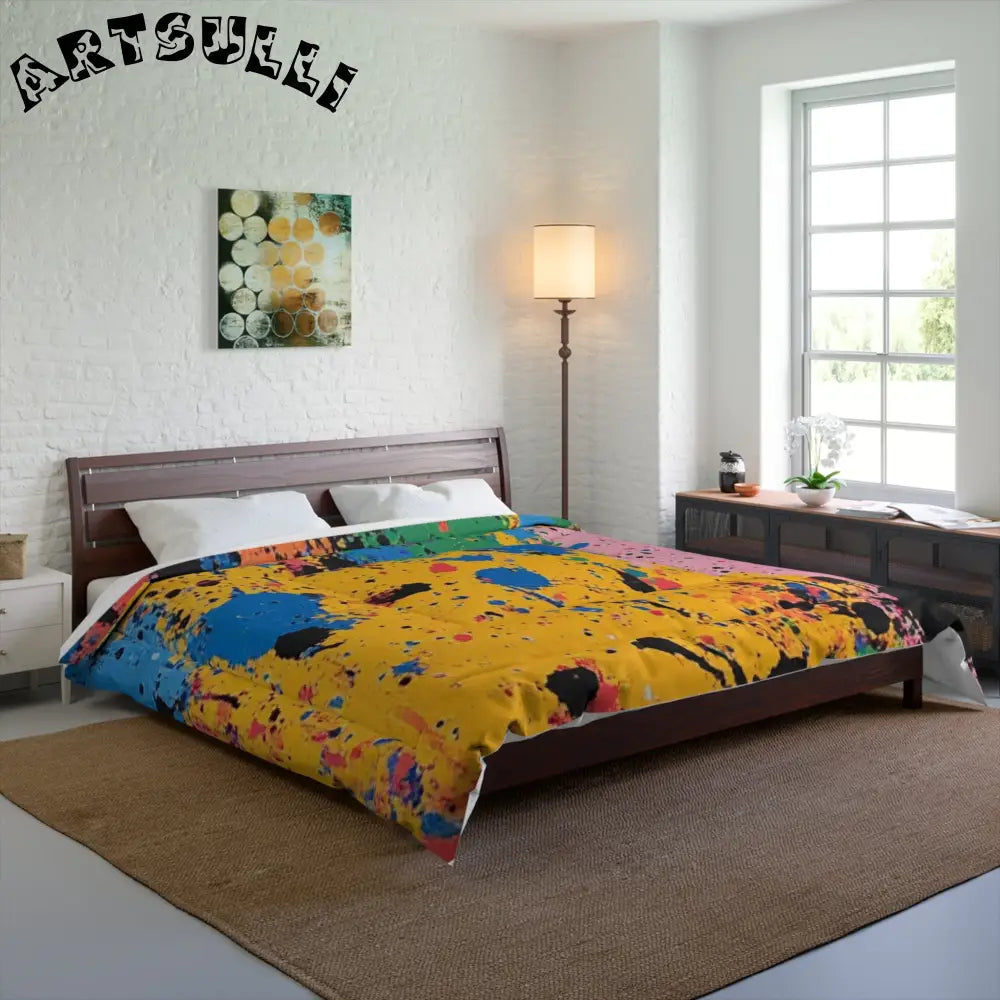 JAKKOUTTHEBXX The Colors Of Paint Splatter Comforter JAKKOUTTHEBXX