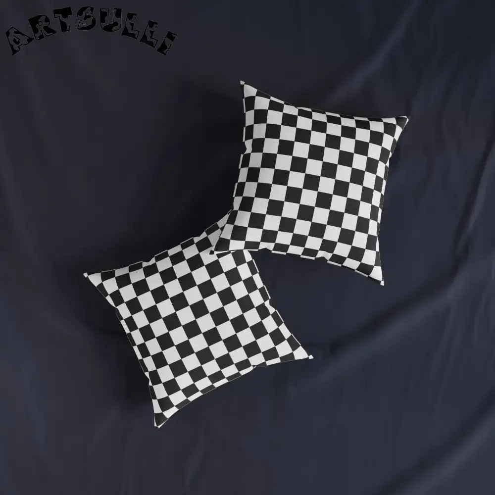 JAKKOUTTHEBXX Checkerboard White and Black Square Pillow