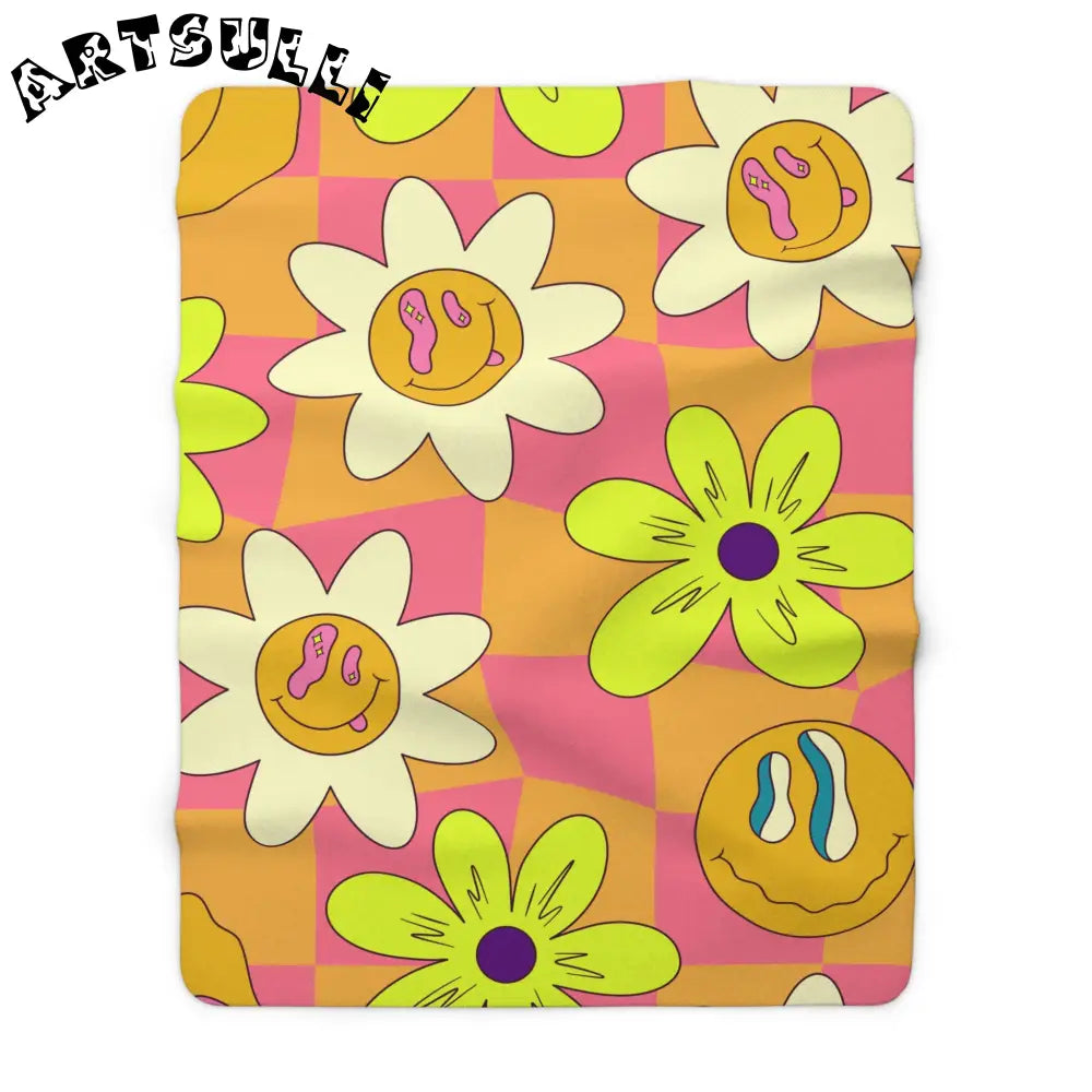 JAKKOUTTHEBXX Trippy Sour Face Rave Sherpa Fleece Blanket