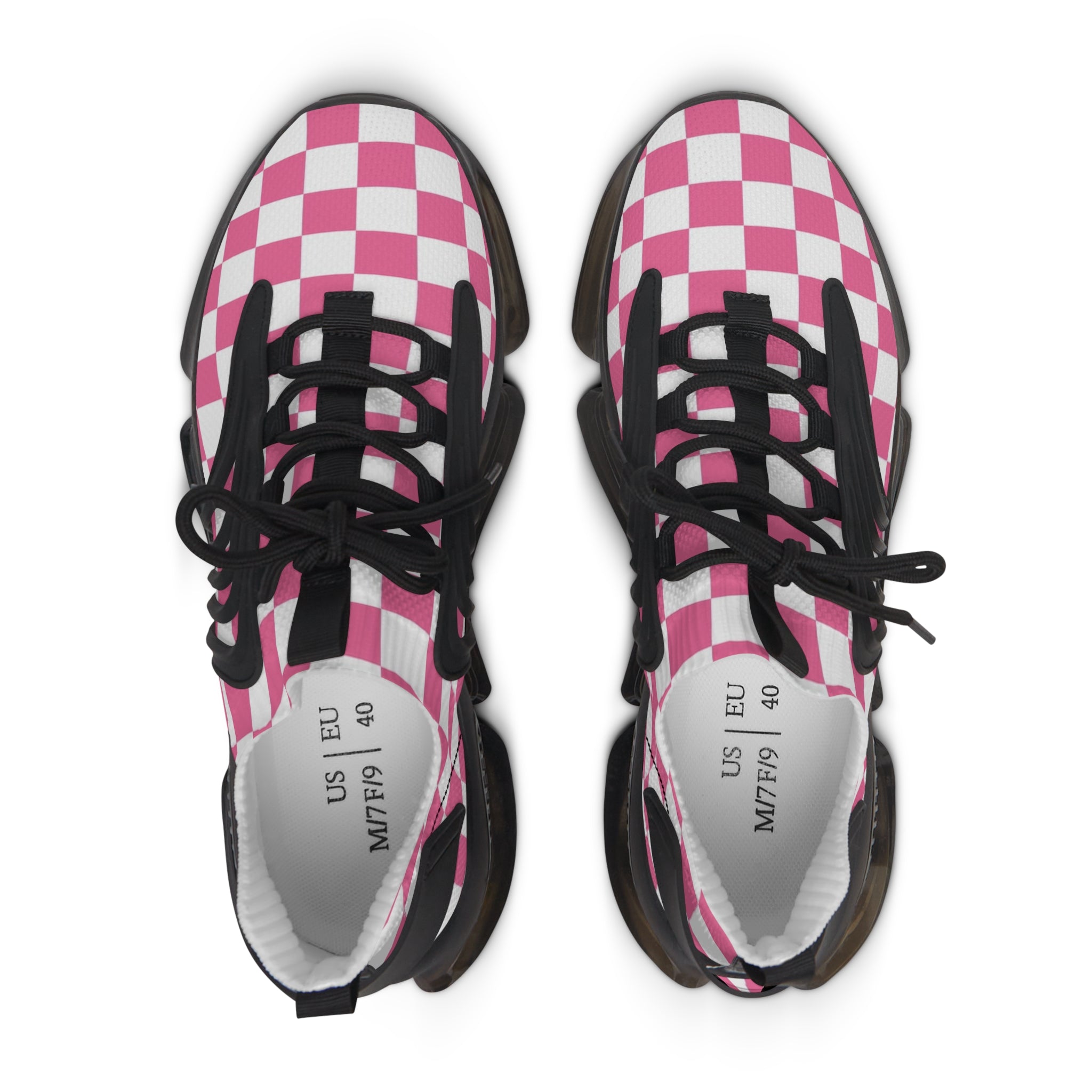 Yuyushiki Pink Check Women's Mesh Sneakers