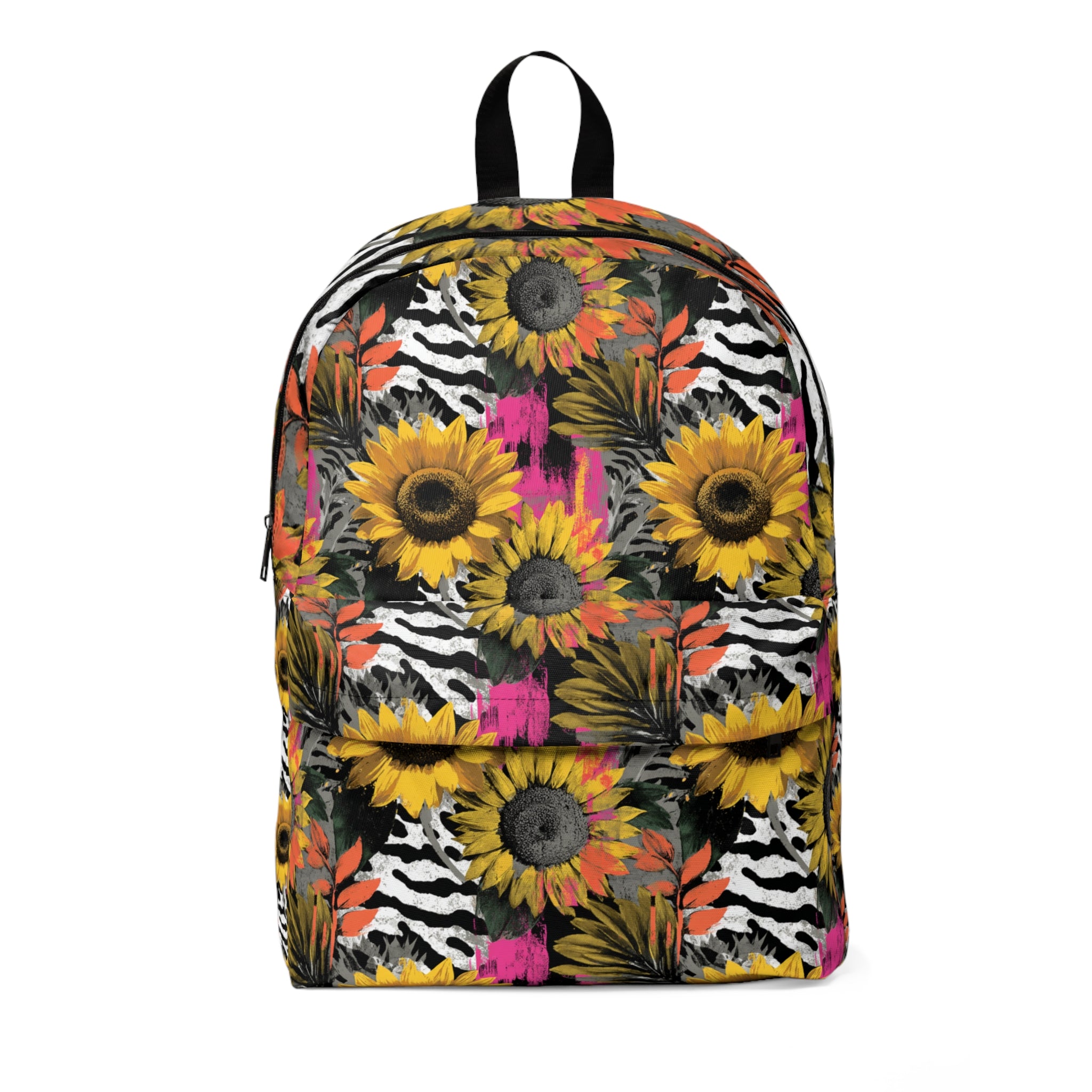 Zebra Stripes x Sunflowers Multi-Color Unisex Classic Backpack, Artsulli - Art is Long, Life is Short, Bags, Size, One size, , , , , 99669090327185433700