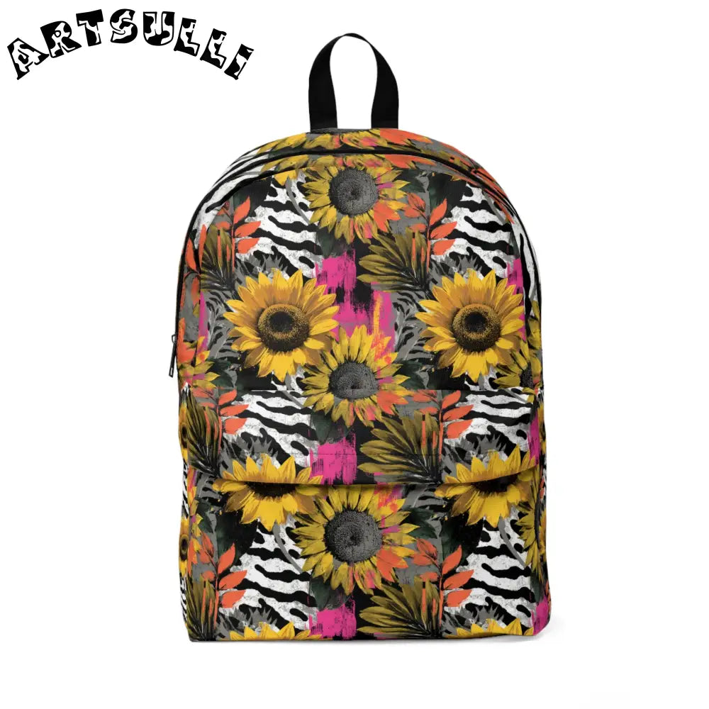 Zebra Stripes x Sunflowers Multi-Color Unisex Classic Backpack, Artsulli - Art is Long, Life is Short, Bags, Size, One size, , , , , 99669090327185433700