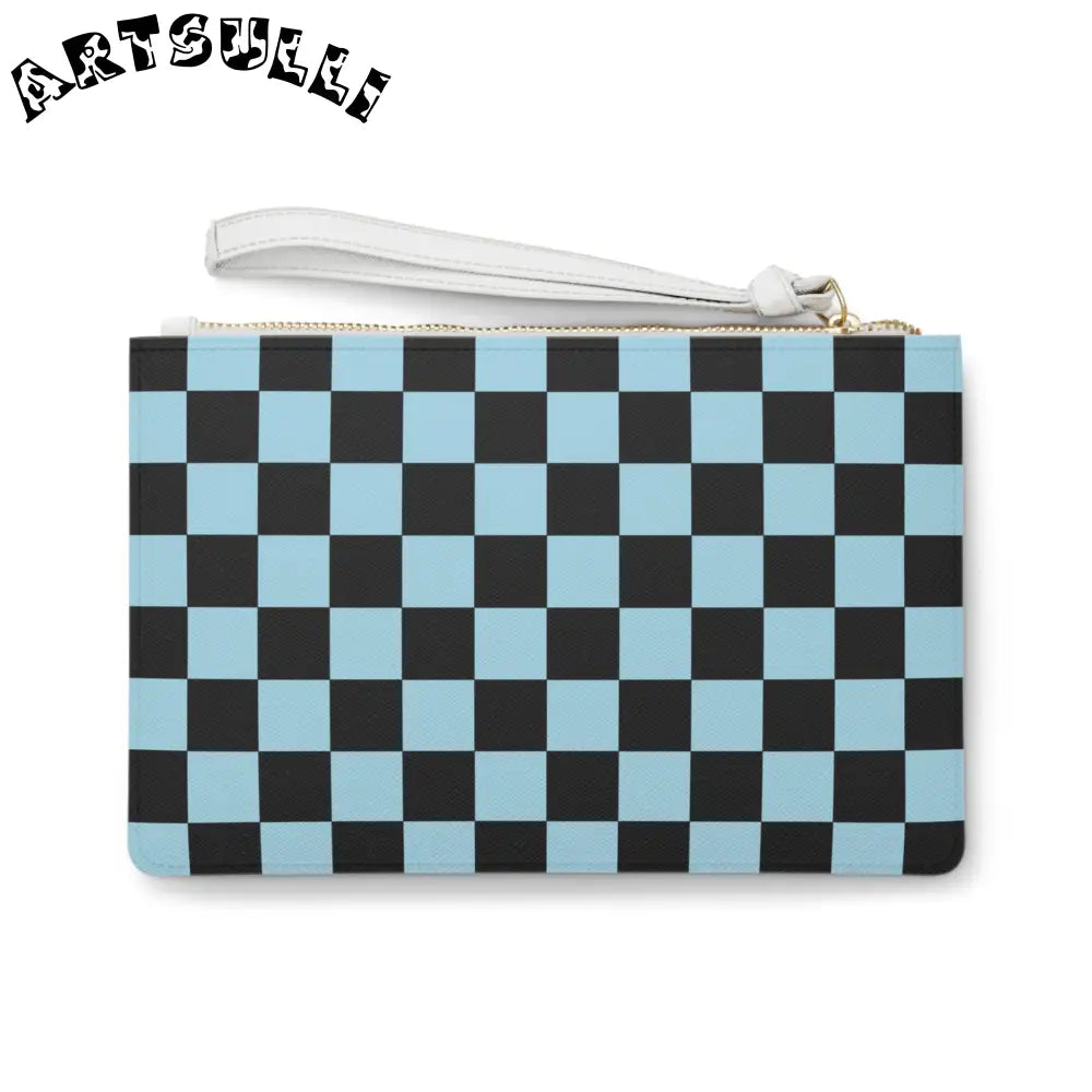 JAKKOUTTHEBXX Checkerboard Black and Blue Clutch Bag JAKKOUTTHEBXX
