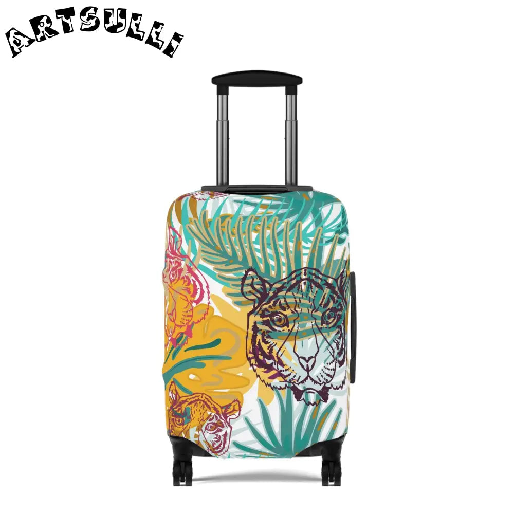 JAKKOUTTHEBXX Tropical Jungle Tigers Brown and Green Luggage Cover