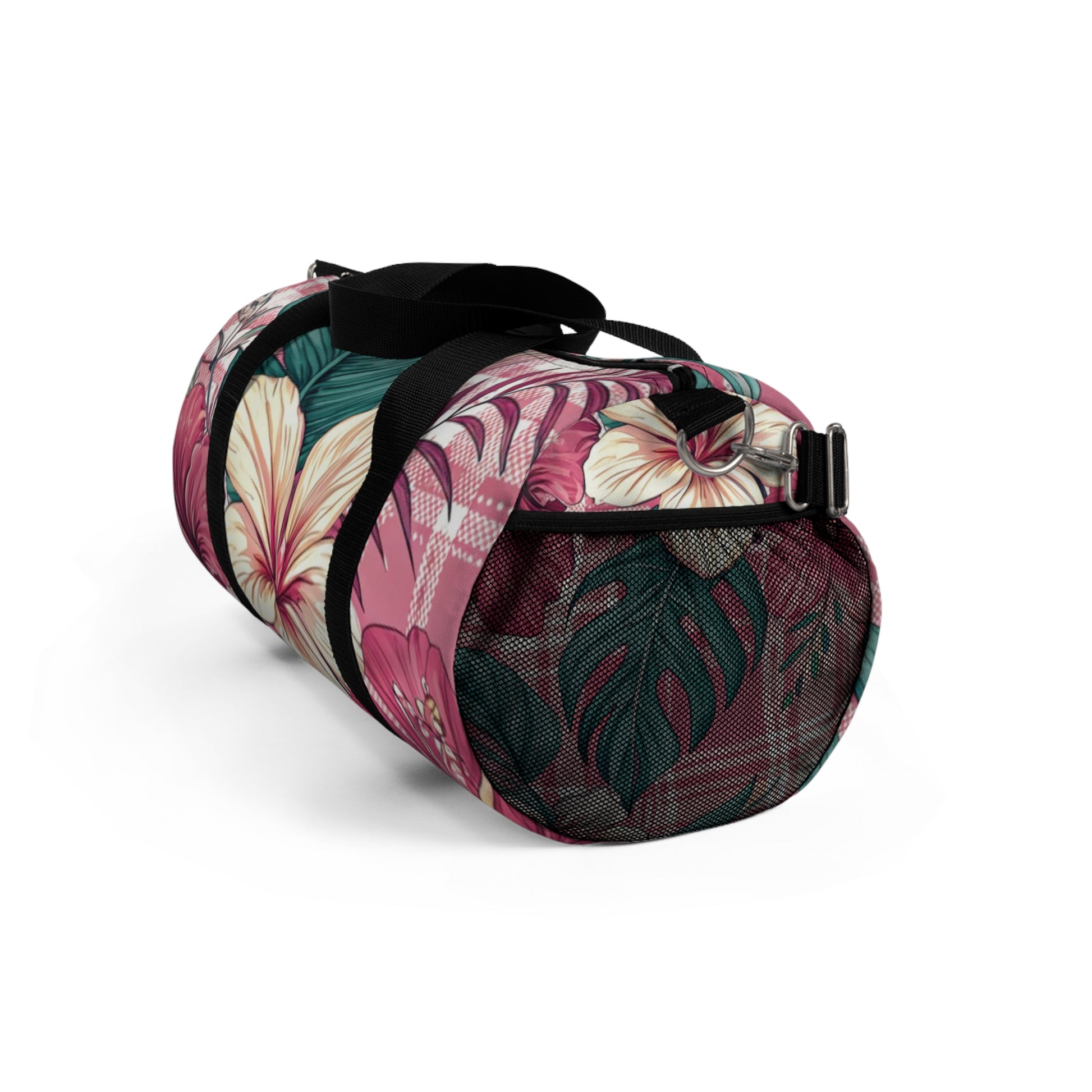 Plaid x Floral Burgundy and Green Duffel Bag, Artsulli - Art is Long, Life is Short, Bags, , , , , , , 
