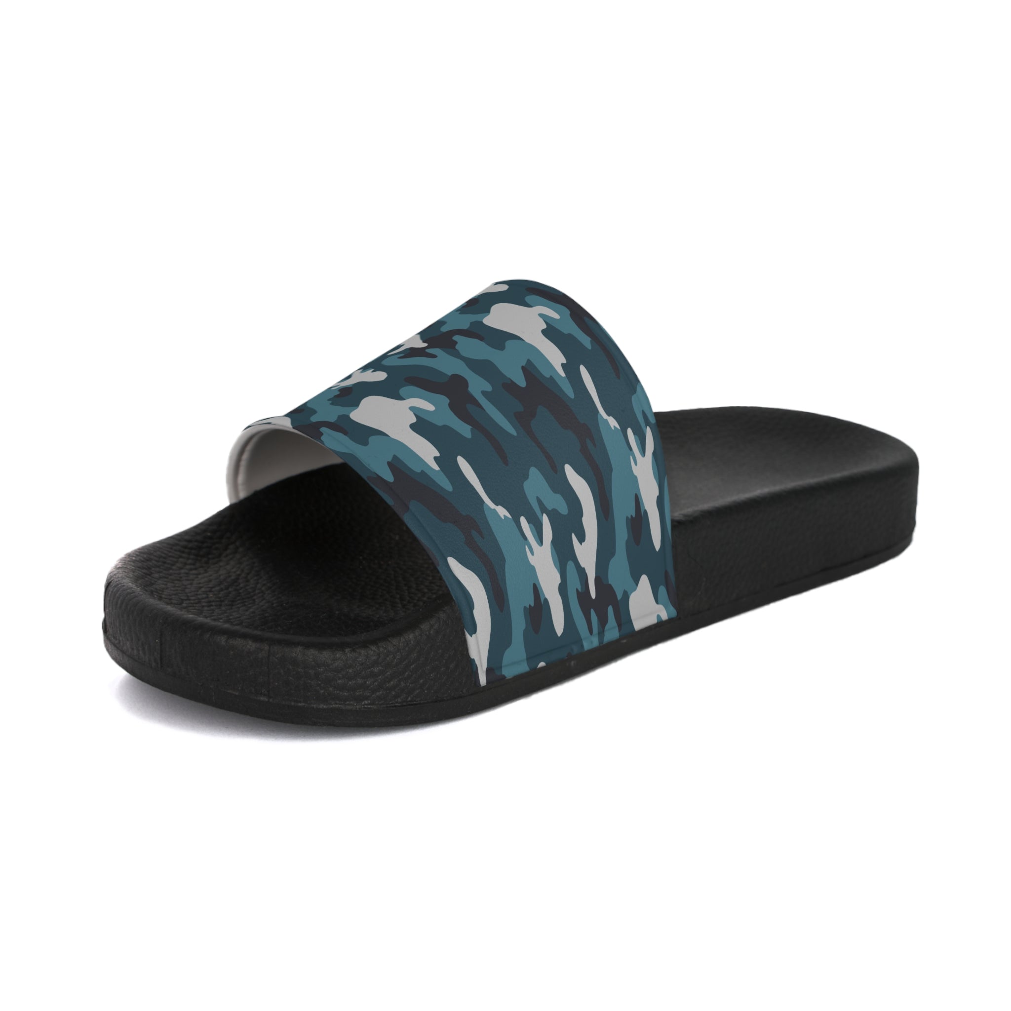 Blue Camouflage II Men's Slide Sandals, Artsulli - Art is Long, Life is Short, Shoes, , , , , , , 