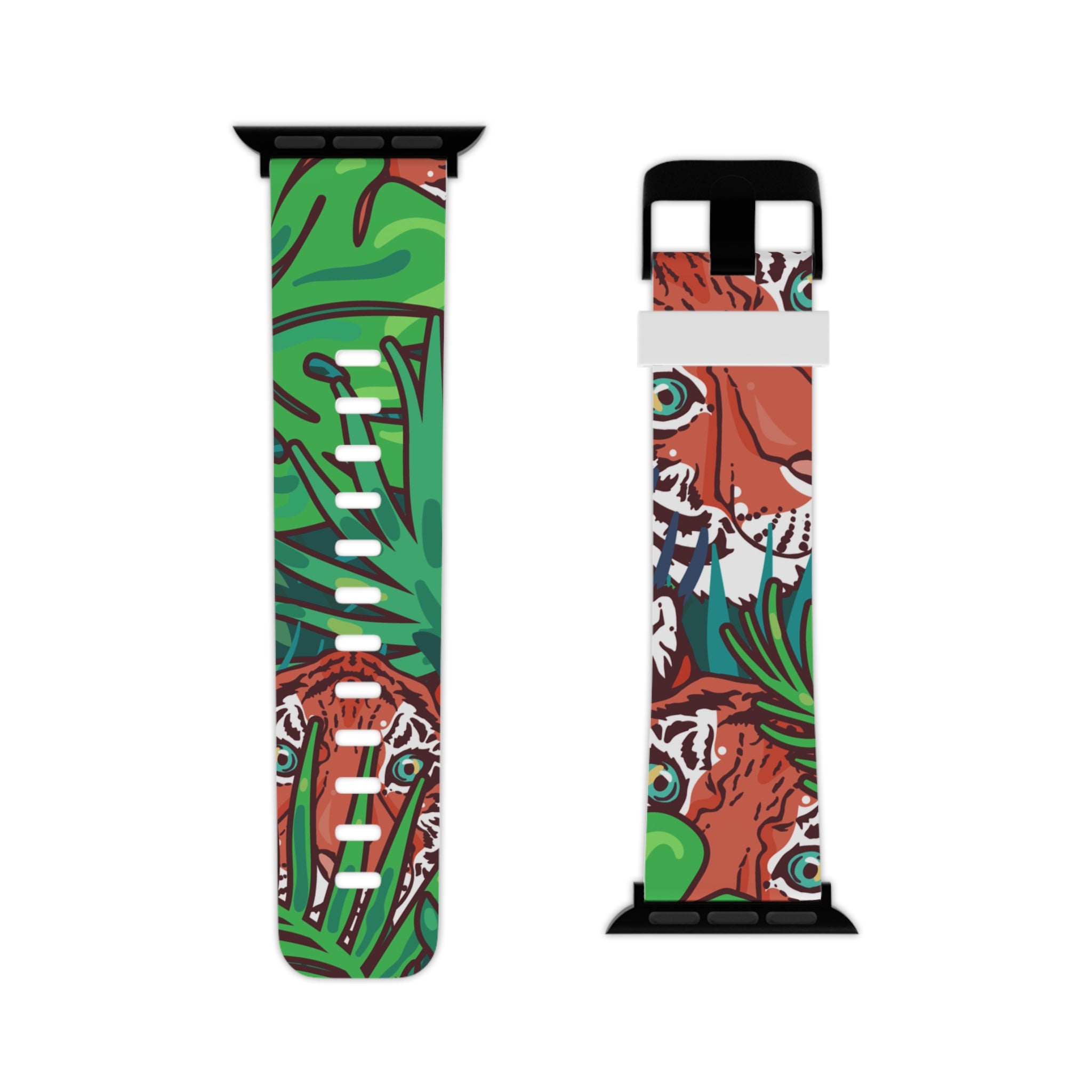 Tropical Jungle Tigers Blue and Green Saturated Jungle Tiger 8K Watch Band for Apple Watch, Artsulli - Art is Long, Life is Short, Accessories, , , , , , , 