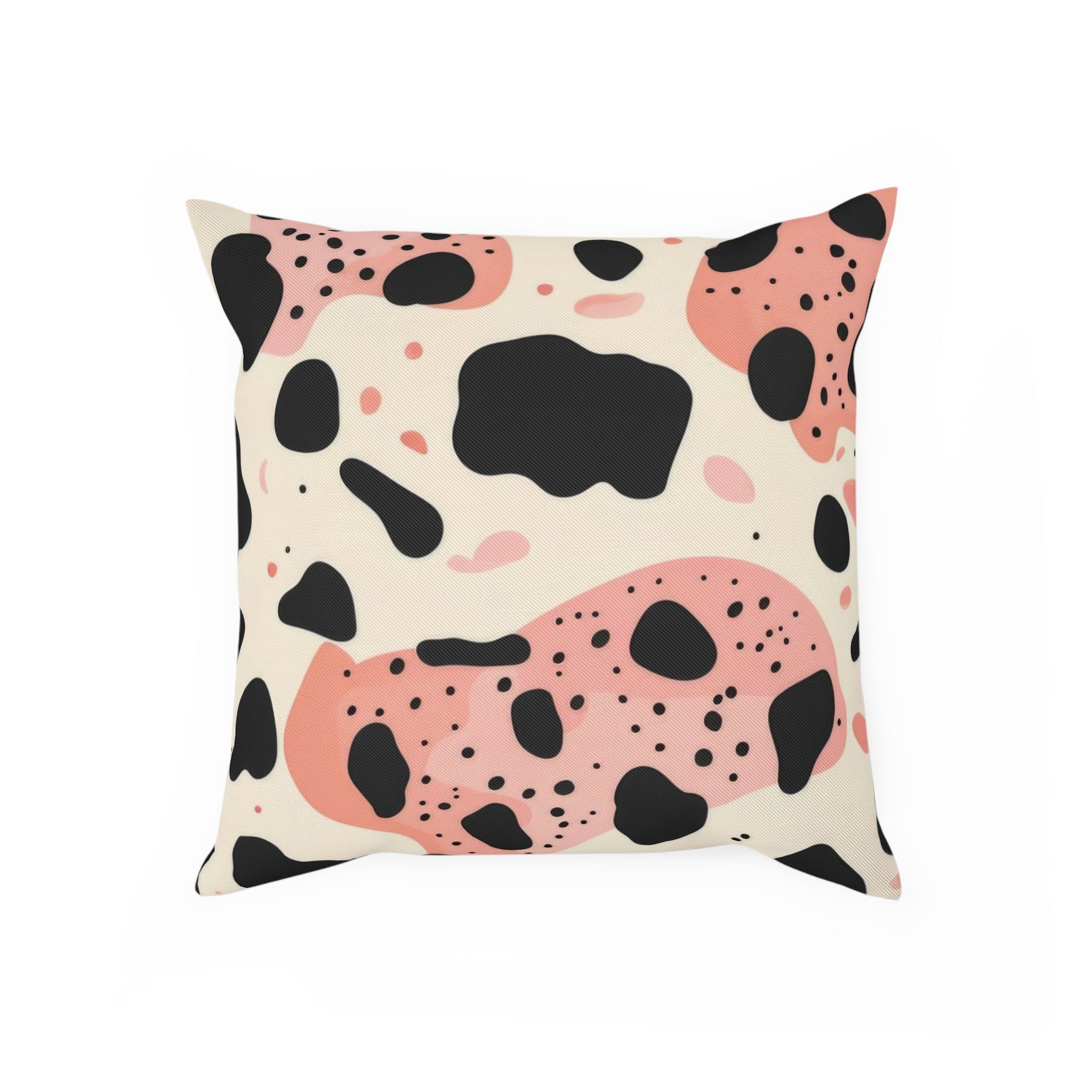 Organic Cow Print Cream and Pink Organic Cow Print Cream and Pink Cushion, Artsulli - Art is Long, Life is Short, Home Decor, Size, 15.7" × 15.7", , , , , 85744404873781