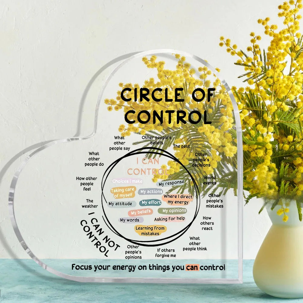 Acrylic Circle of Sign for Mental Health Awareness - Focus Energy on Controllable Factors Party Supplies, Art Craft Ornament ﻿