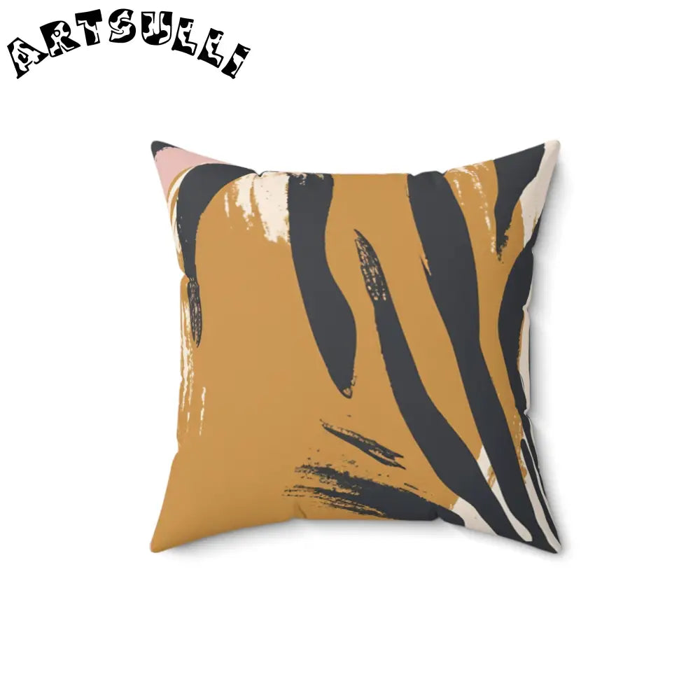 JAKKOUTTHEBXX Tiger Stripe Square Throw Pillow Orange Black Cream