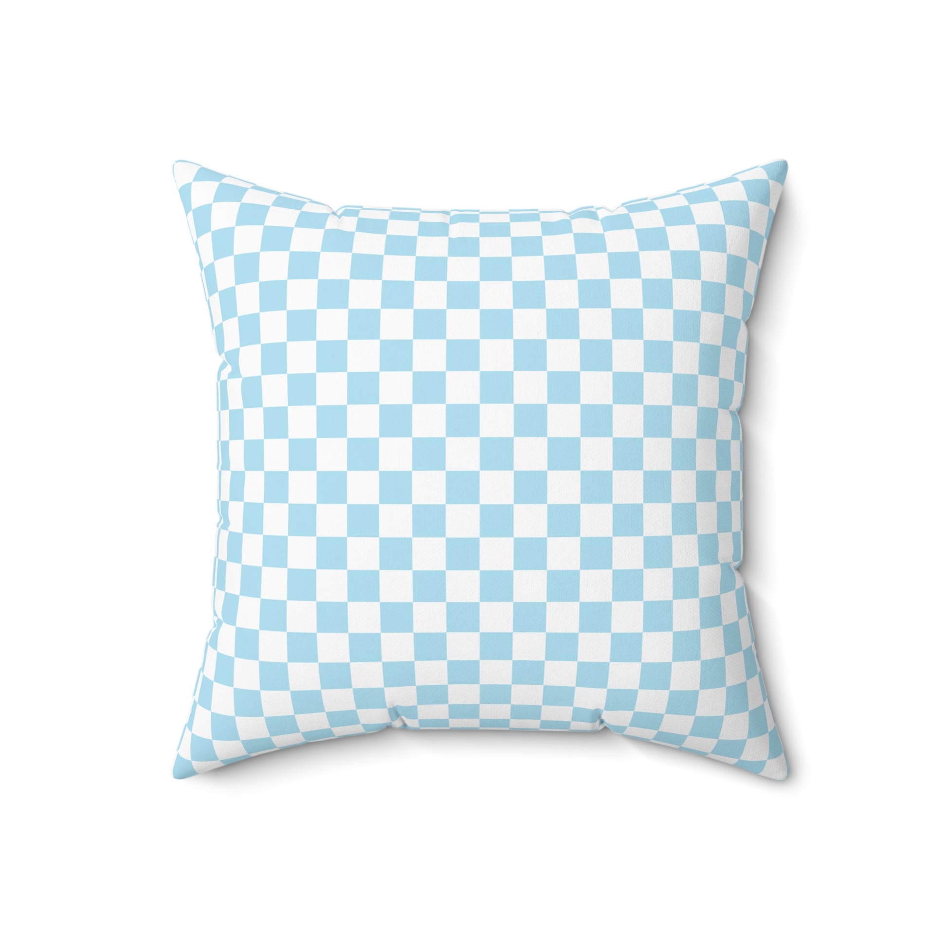 Checkerboard Sky Blue Spun Polyester Square Pillow, Artsulli - Art is Long, Life is Short, Home Decor, , , , , , , 
