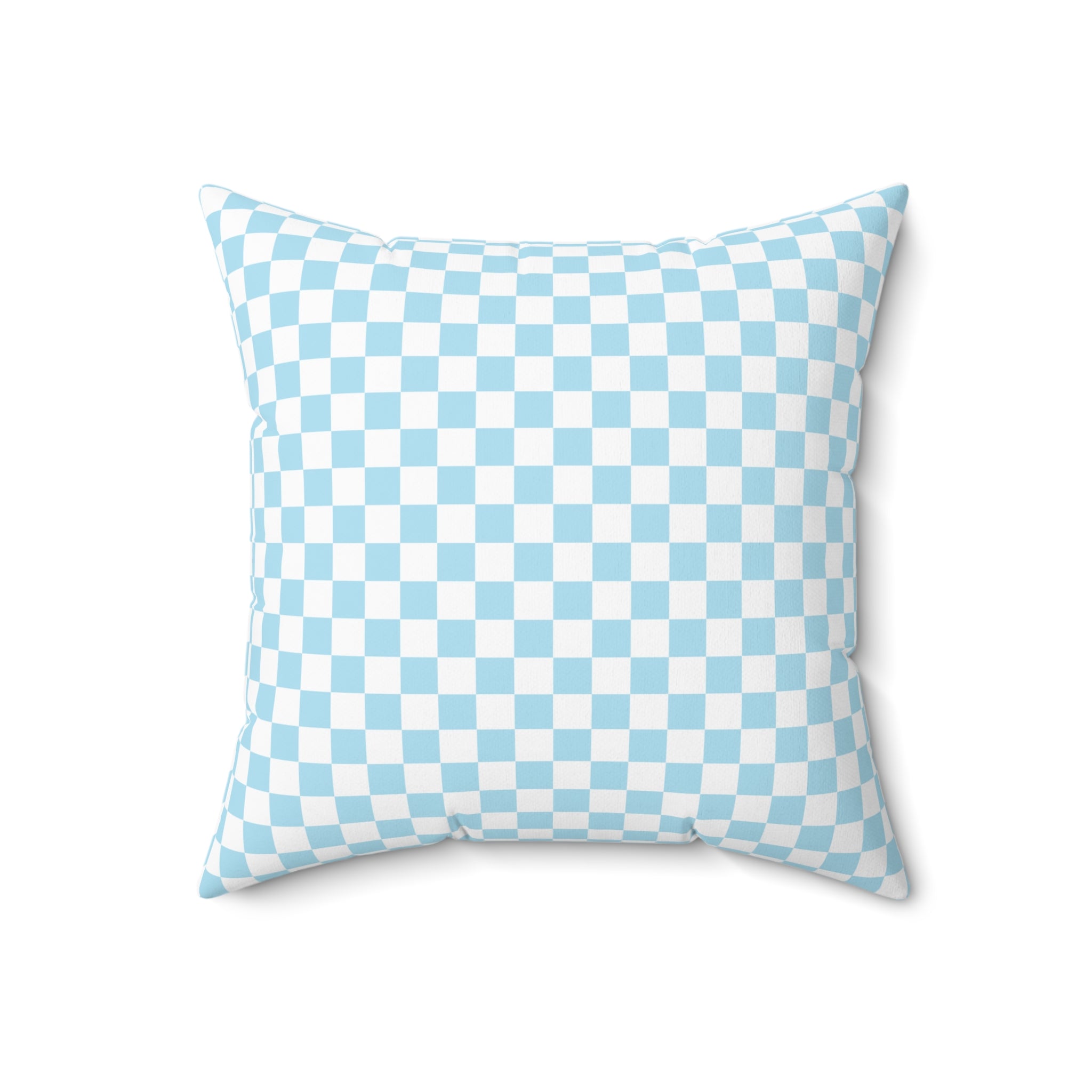 Checkerboard Sky Blue Spun Polyester Square Pillow, Artsulli - Art is Long, Life is Short, Home Decor, , , , , , , 