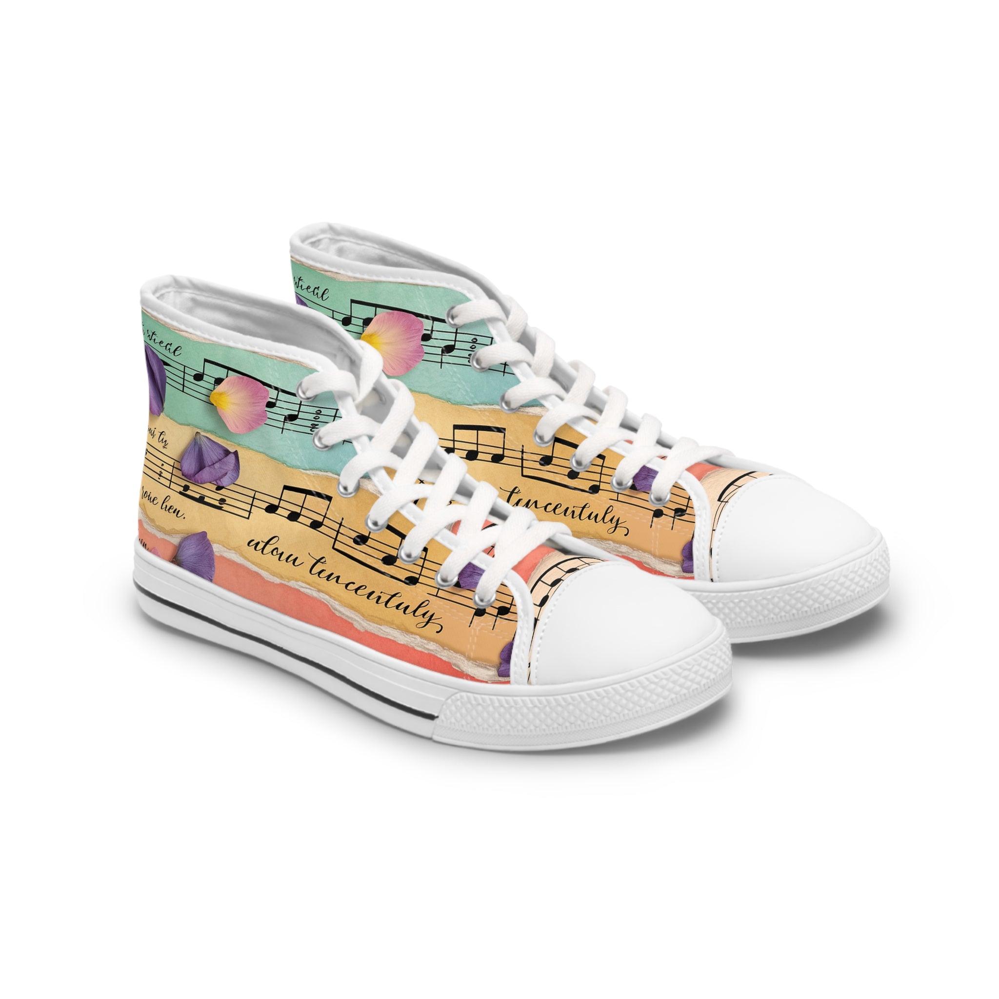 Torn Type Beat Sheet Music Women's High Top Sneakers, Artsulli - Art is Long, Life is Short, Shoes, Size, US 5.5, Color, White sole, , , 10455301714778535771