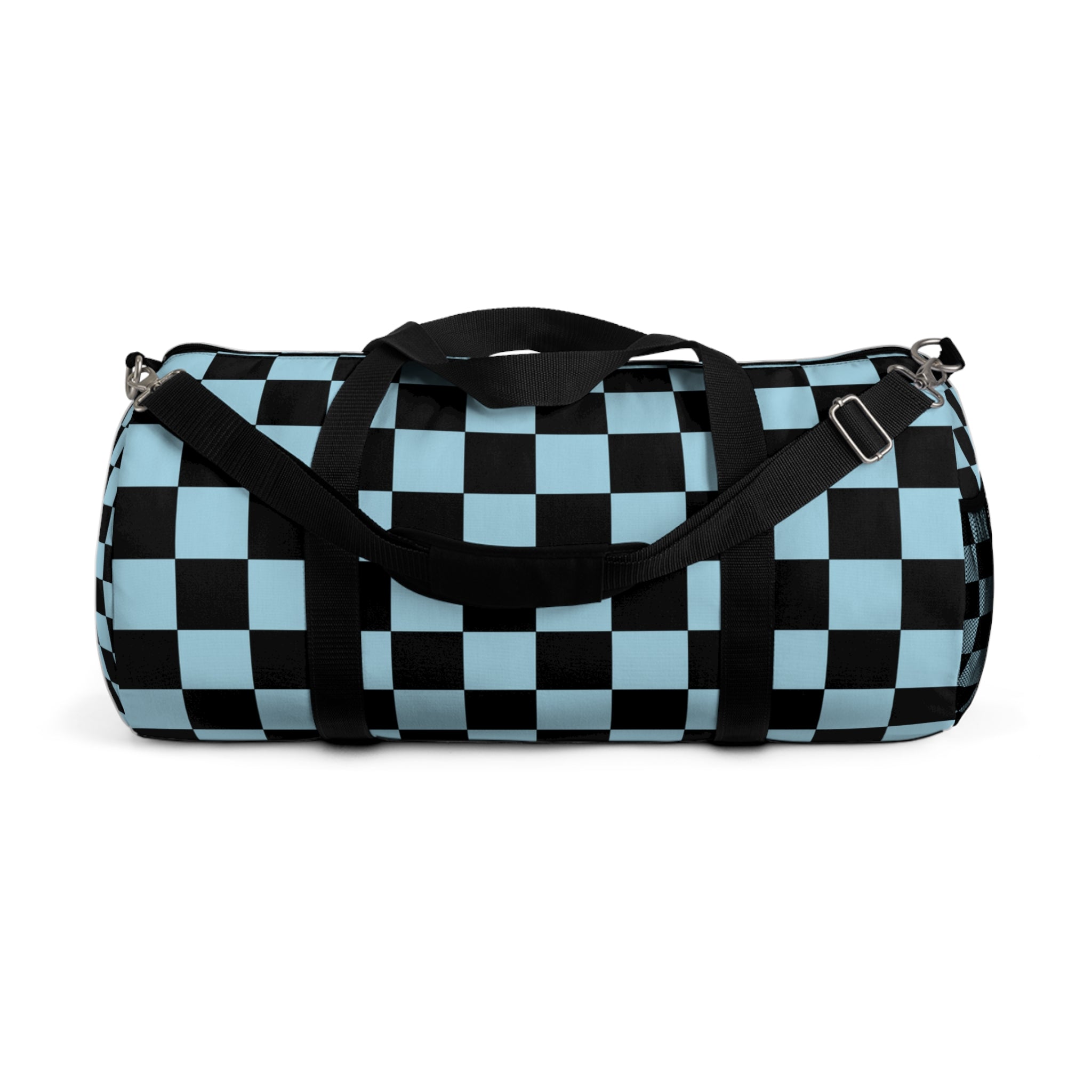 Checkerboard Black and Blue Duffel Bag, Artsulli - Art is Long, Life is Short, Bags, Size, Large, , , , , 25884475266564633822