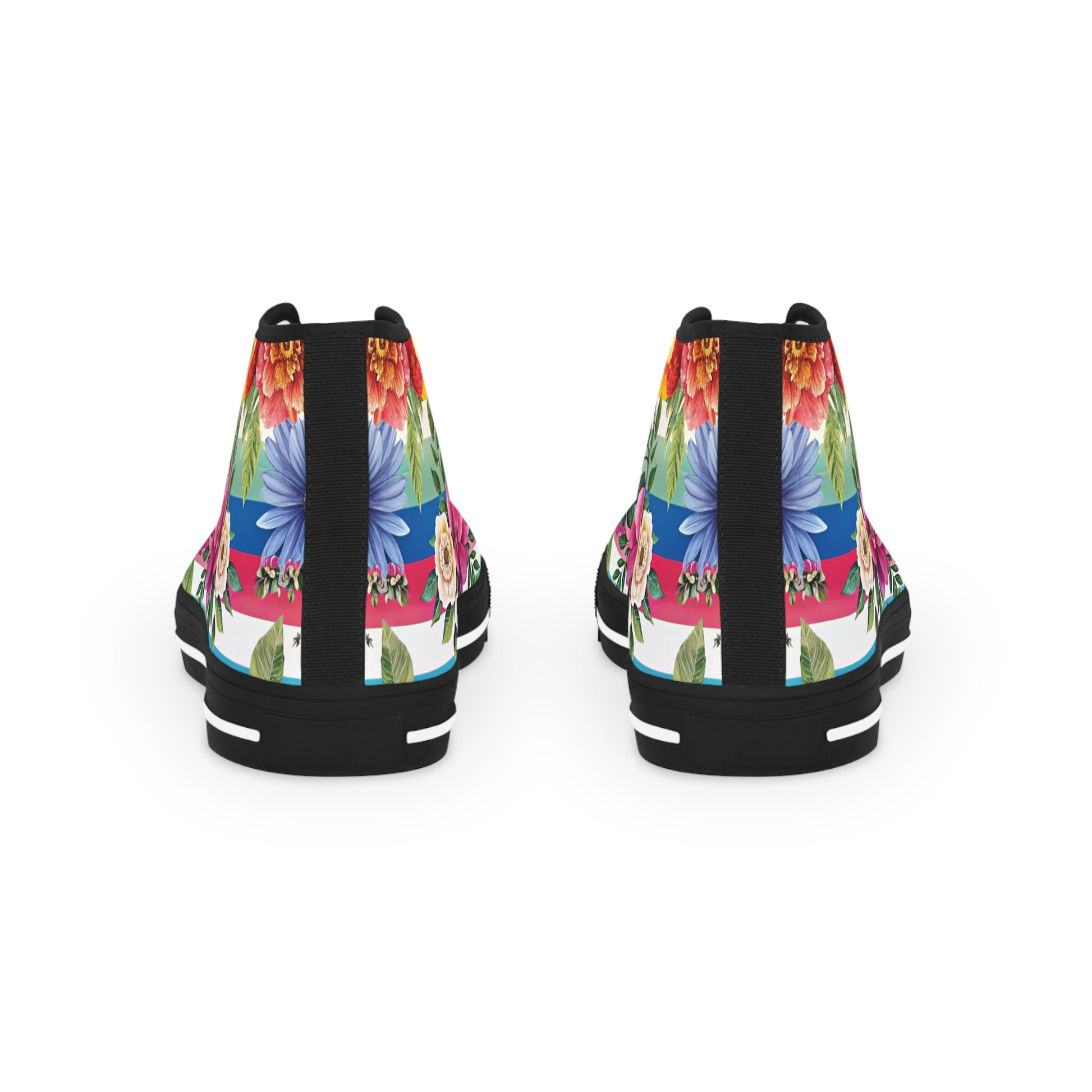 Floral Stripe 4K II Men's High Top Sneakers, Artsulli - Art is Long, Life is Short, Shoes, , , , , , , 
