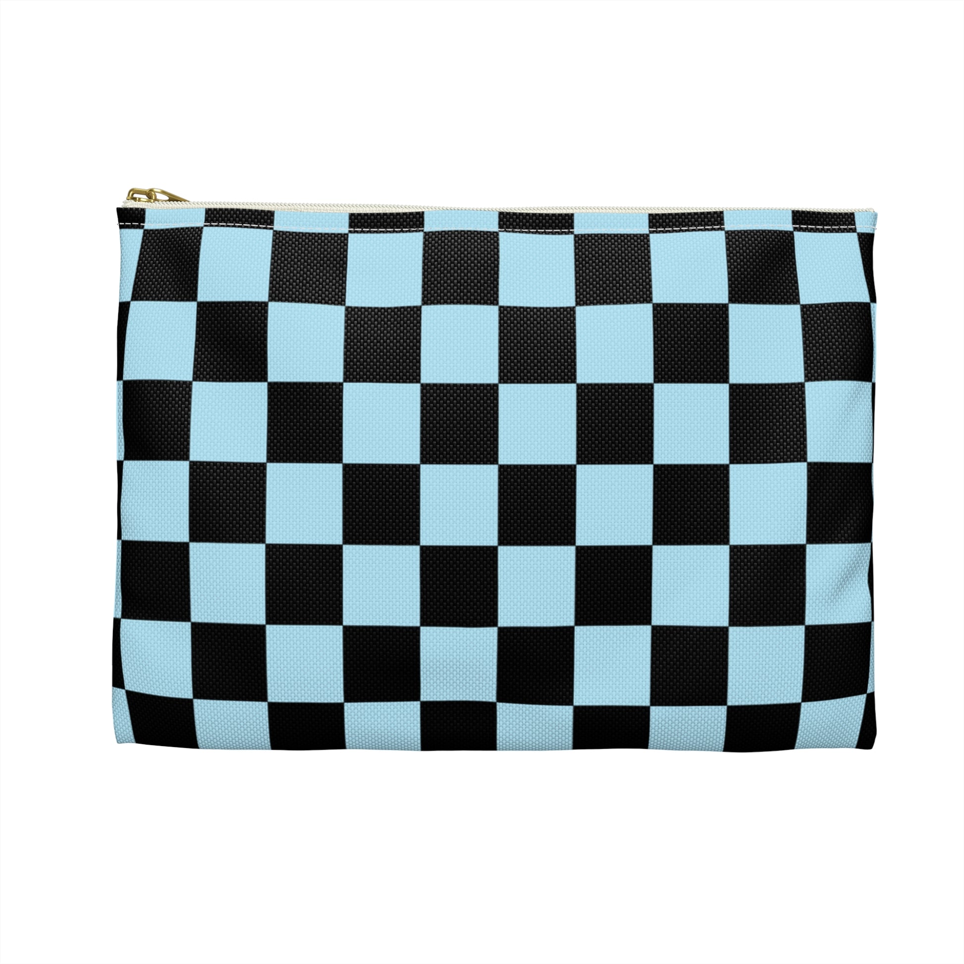 Checkerboard Black and Blue Accessory Pouch, Artsulli - Art is Long, Life is Short, Bags, , , , , , , 
