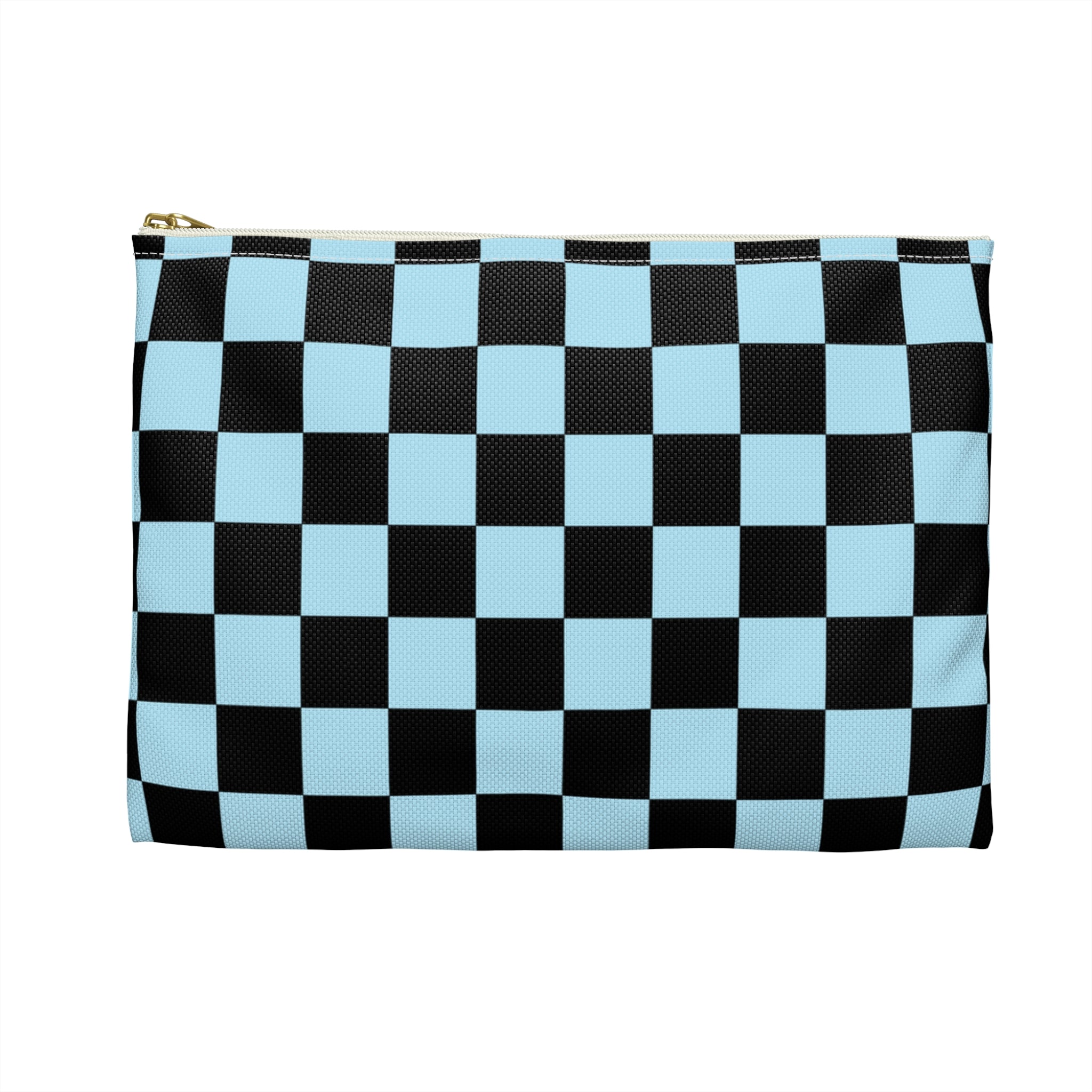 Checkerboard Black and Blue Accessory Pouch, Artsulli - Art is Long, Life is Short, Bags, , , , , , , 