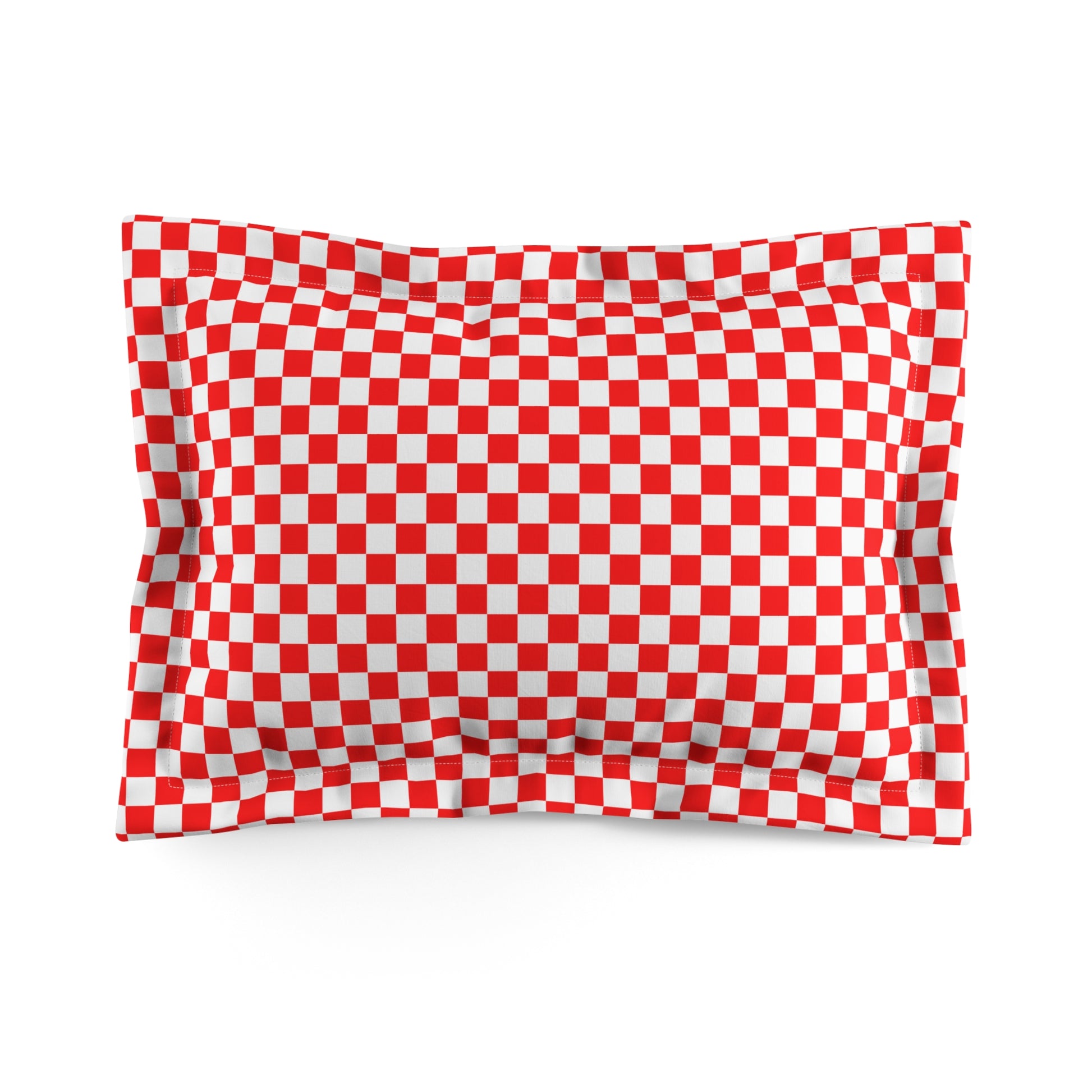 Checkerboard II Red and White Microfiber Pillow Sham, Artsulli - Art is Long, Life is Short, Home Decor, Size, Standard, , , , , 12247809522730147140