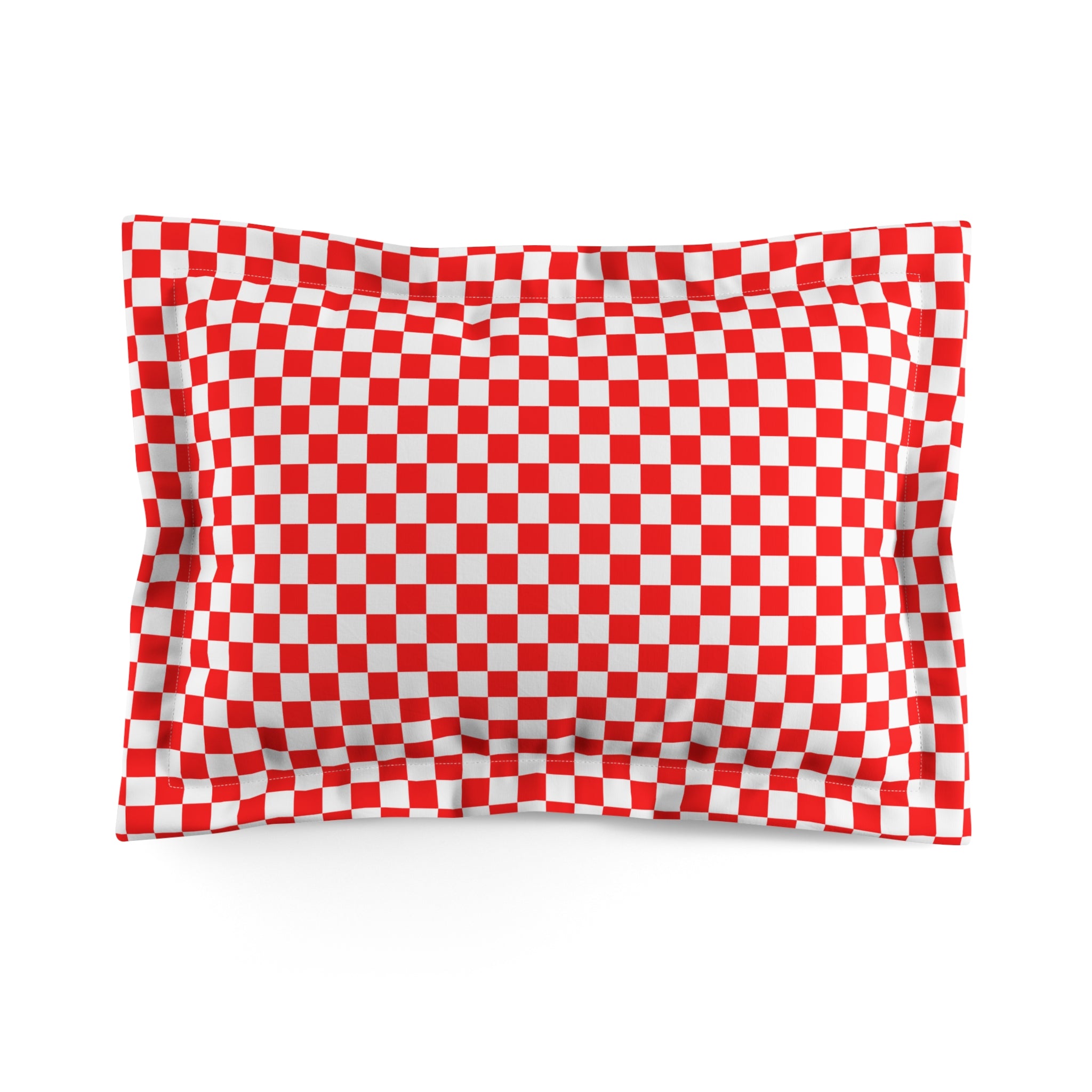 Checkerboard II Red and White Microfiber Pillow Sham, Artsulli - Art is Long, Life is Short, Home Decor, Size, Standard, , , , , 12247809522730147140
