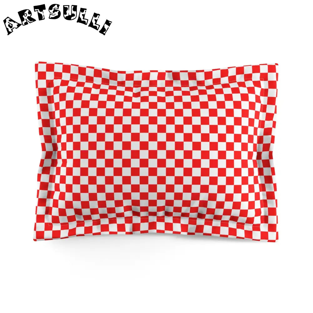 JAKKOUTTHEBXX Checkerboard II Red and White Microfiber Pillow Sham