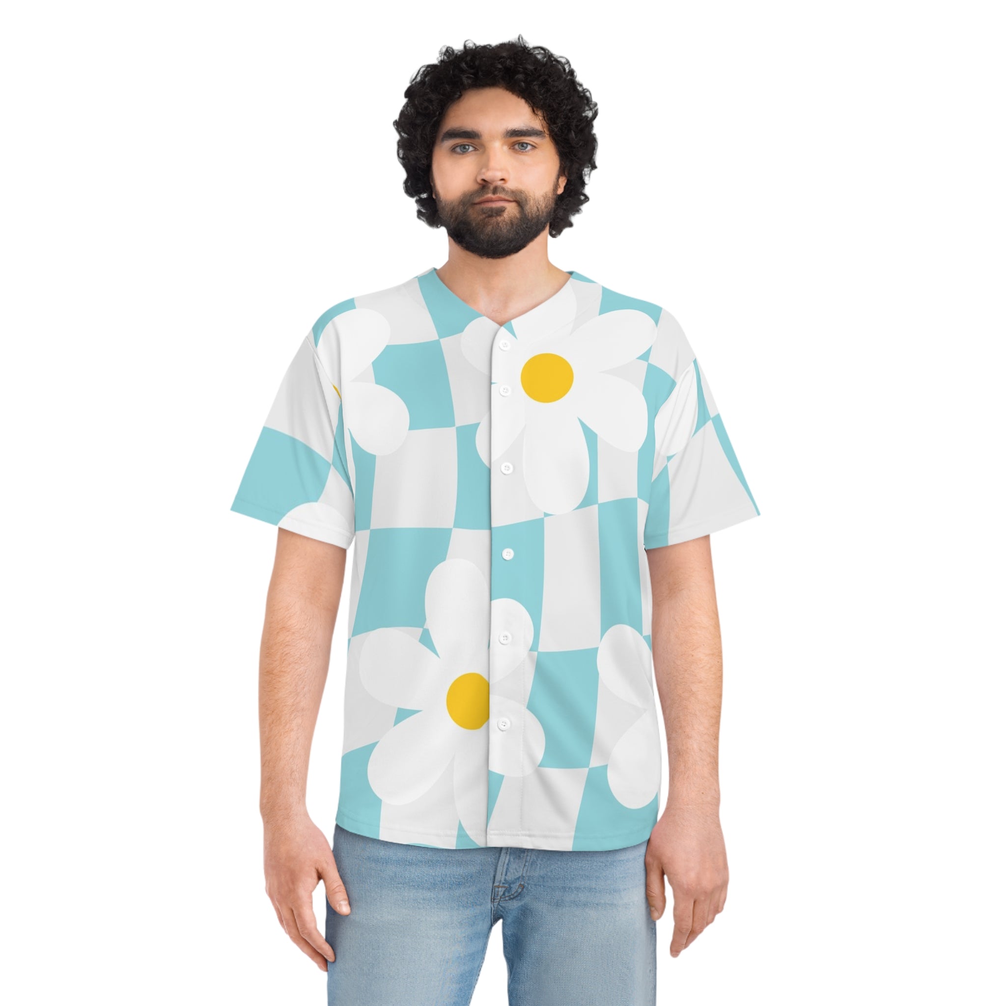 Trippy Check Garden Men's Baseball Jersey (AOP), Artsulli - Art is Long, Life is Short, All Over Prints, , , , , , , 