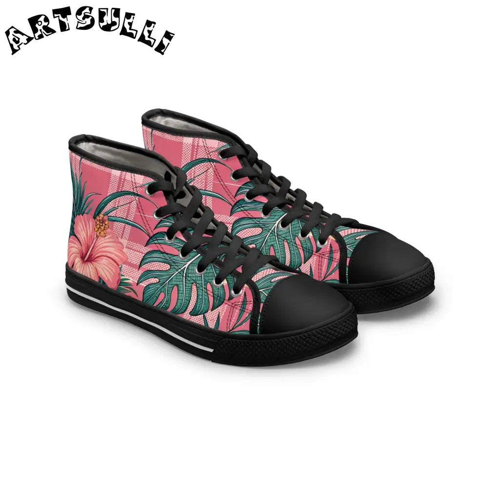 JAKKOUTTHEBXX Plaid x Floral II Pink and Green Women’s High Top