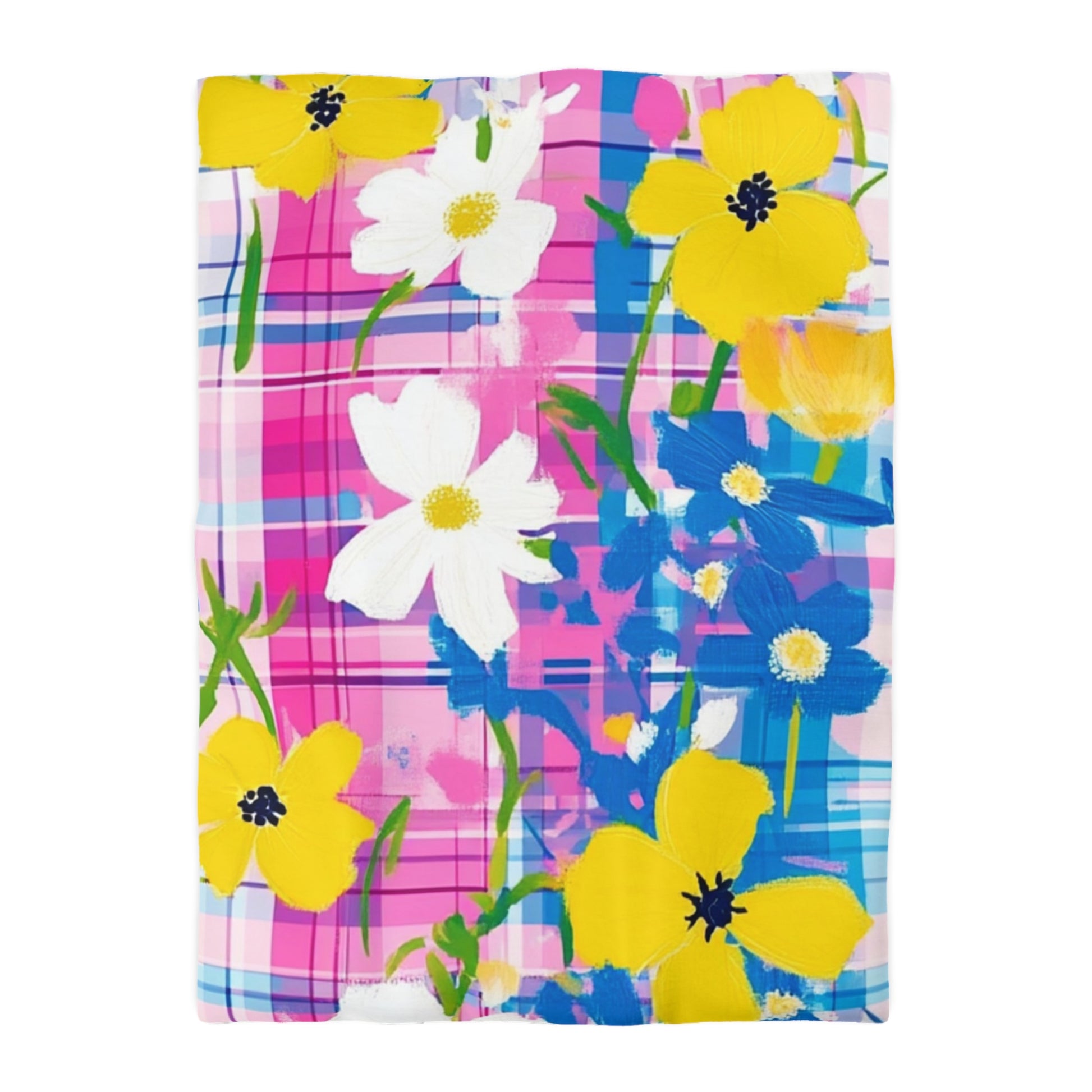 Plaid Garden Pink and Purple Microfiber Duvet Cover, Artsulli - Art is Long, Life is Short, Home Decor, Size, Twin XL, Color, Cream, , , 92208176786513