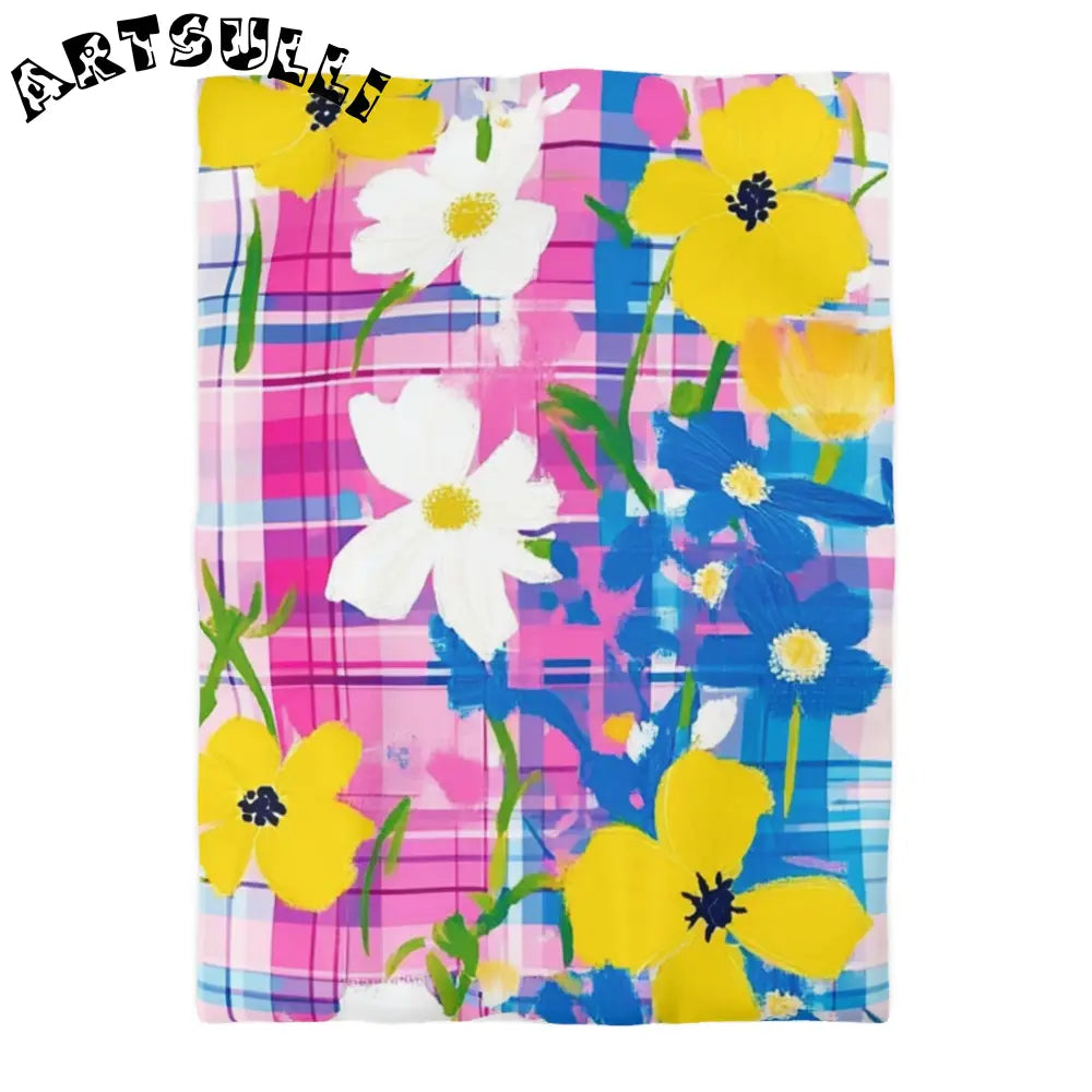 JAKKOUTTHEBXX Plaid Garden Pink and Purple Microfiber Duvet Cover