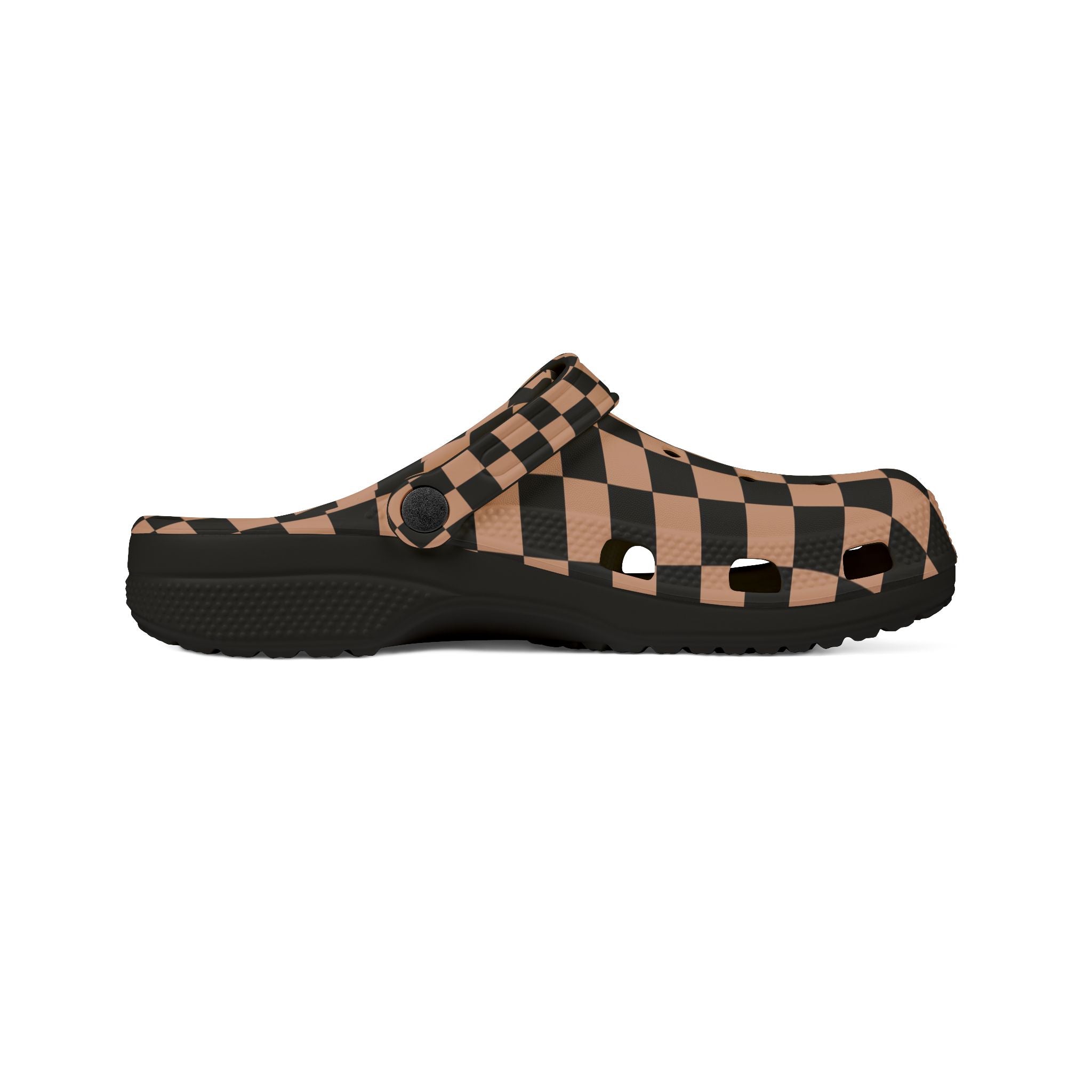 Checkerboard II Soft Orange and Black EVA Foam Rubber Shoes (AOP), Artsulli - Art is Long, Life is Short, Shoes, , , , , , , 