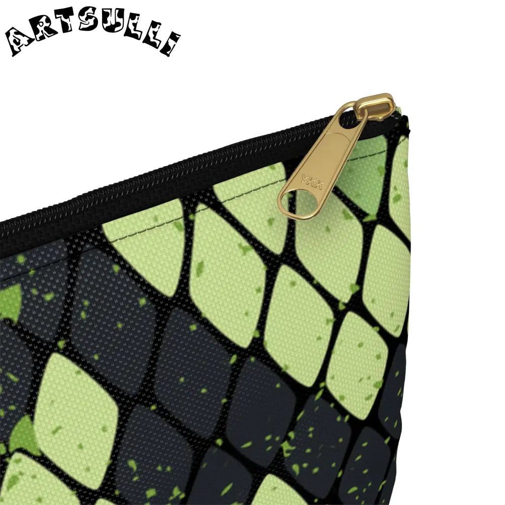 JAKKOUTTHEBXX Snake Skin Green and Black Accessory Pouch