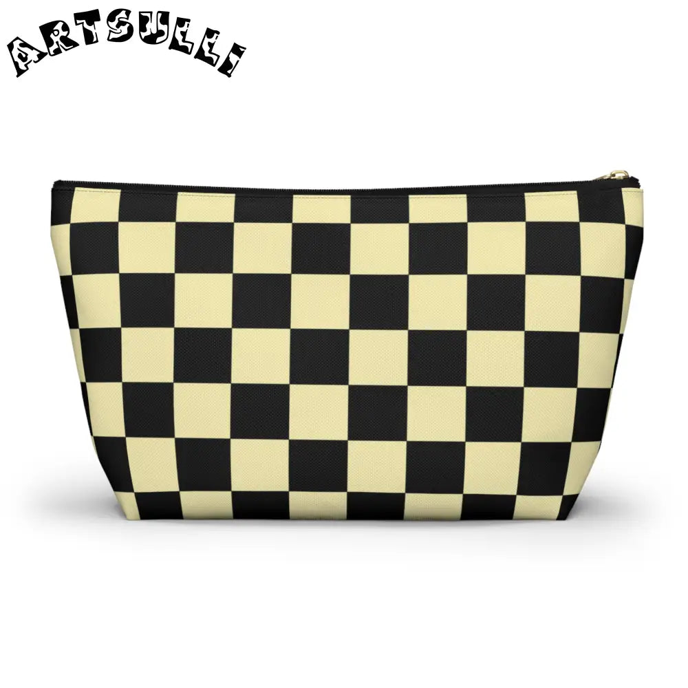 JAKKOUTTHEBXX Checkerboard Black and Yellow Accessory Pouch w
