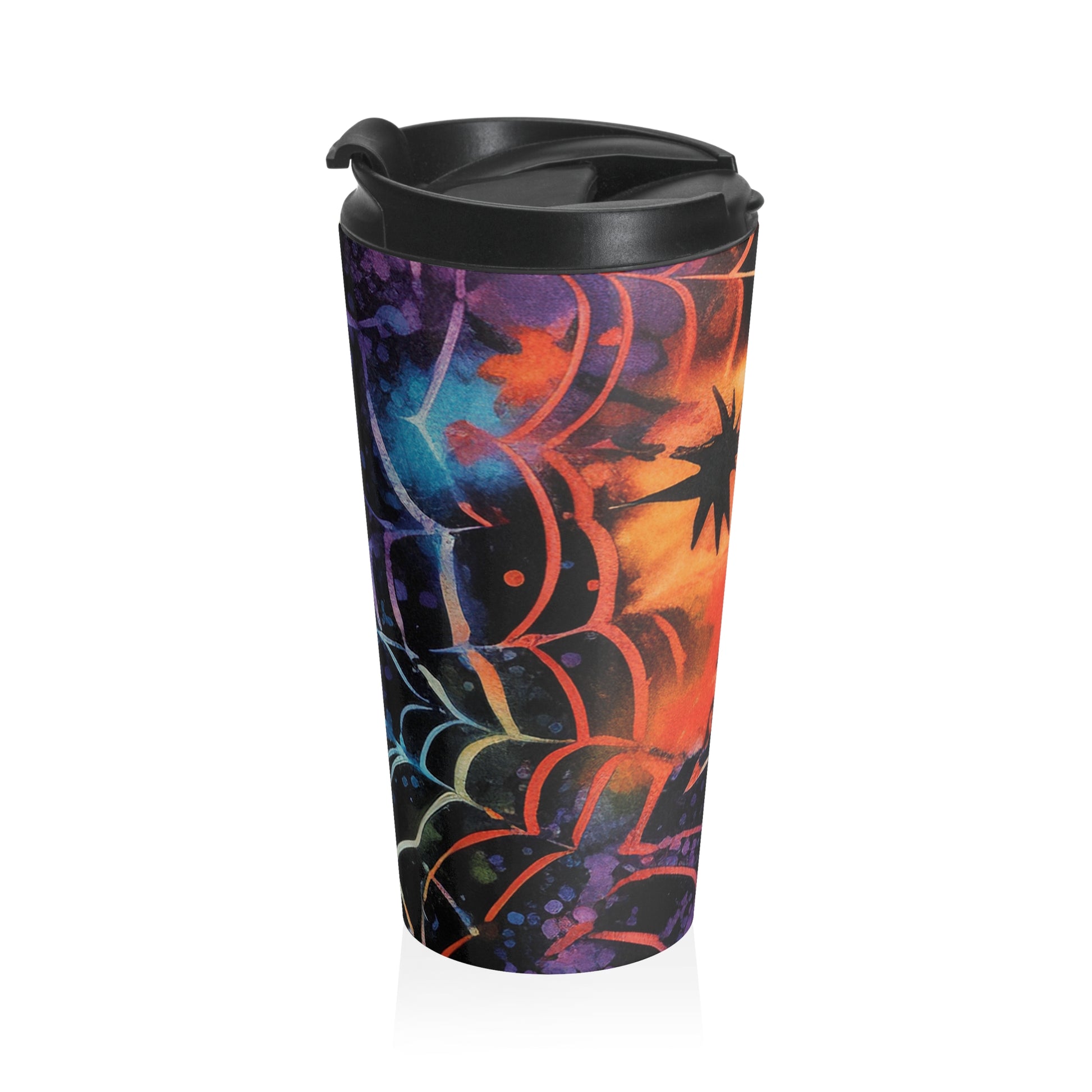 Spider Web Tie Dye Stainless Steel Travel Mug, Artsulli - Art is Long, Life is Short, Mug, , , , , , , 