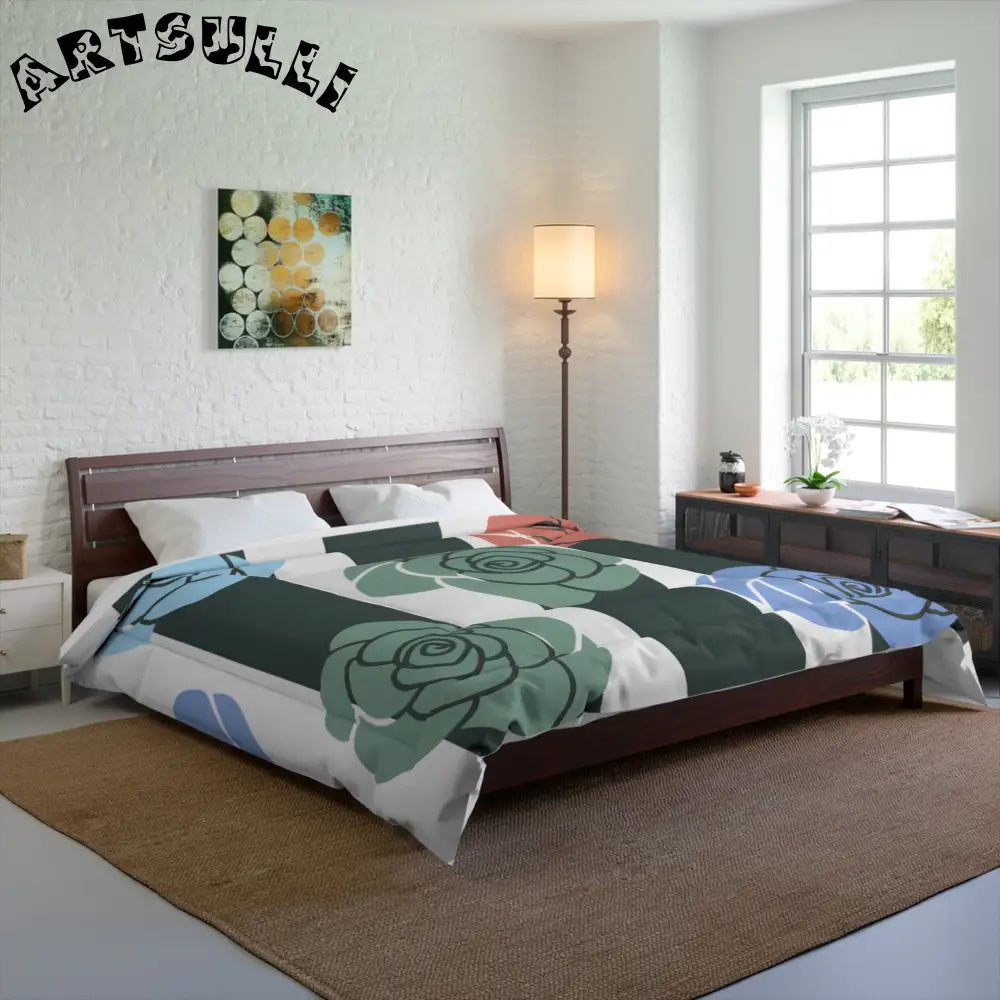 JAKKOUTTHEBXX Stripes x Roses Black and White Comforter