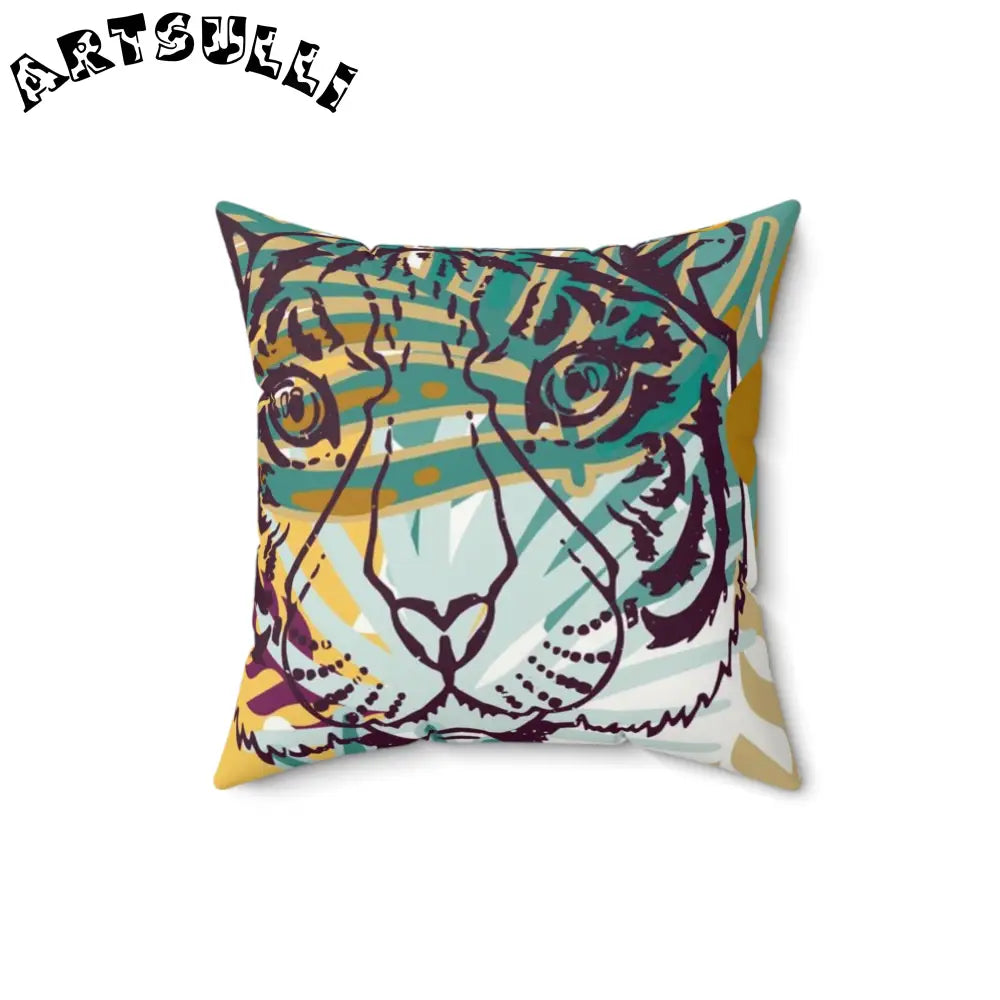 JAKKOUTTHEBXX Tropical Jungle Tigers Brown and Green Faux Suede