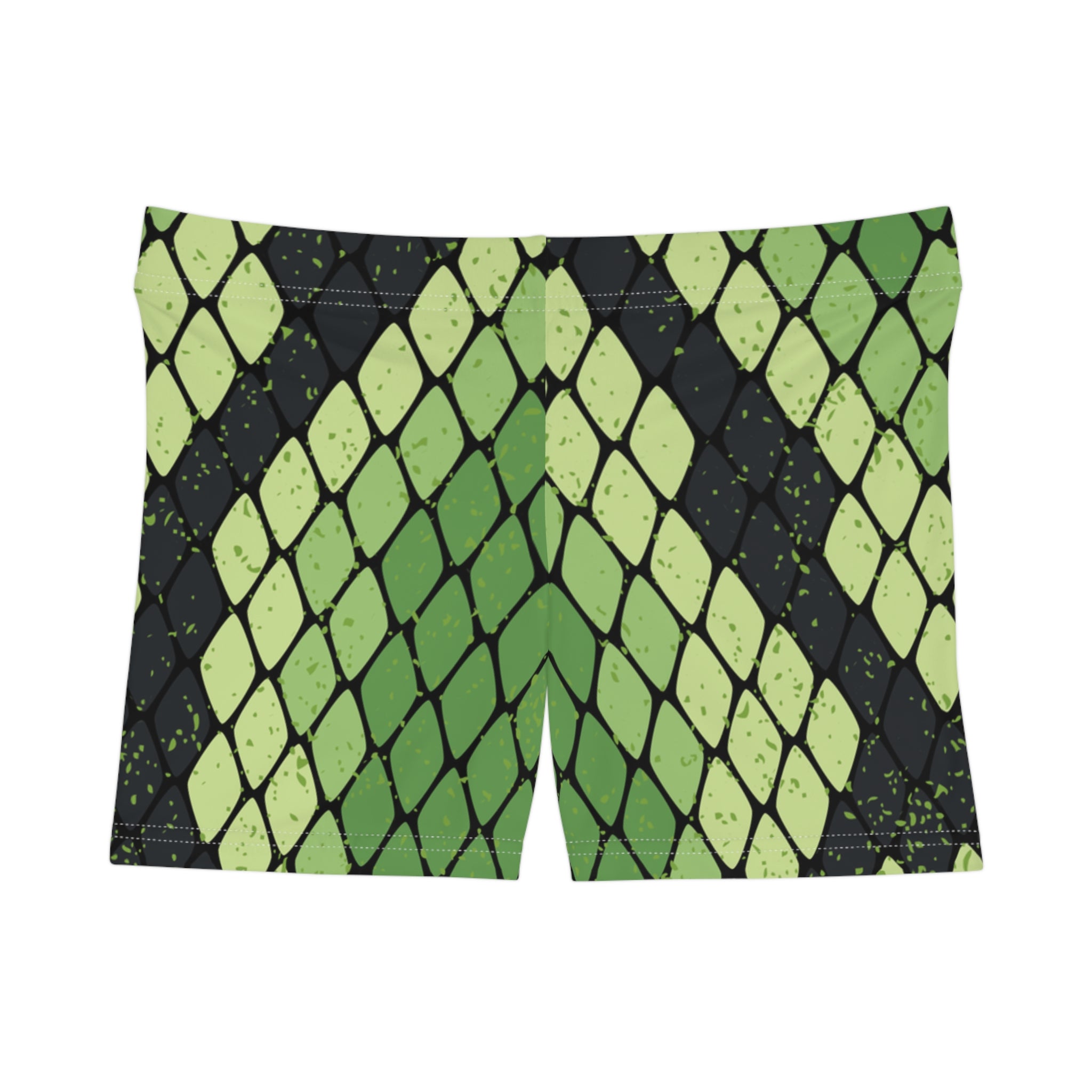 Snake Skin Green and Black Women's Shorts (AOP), Artsulli - Art is Long, Life is Short, All Over Prints, Size, XS, Material, Brushed Faux Suede, , , 11285107757642