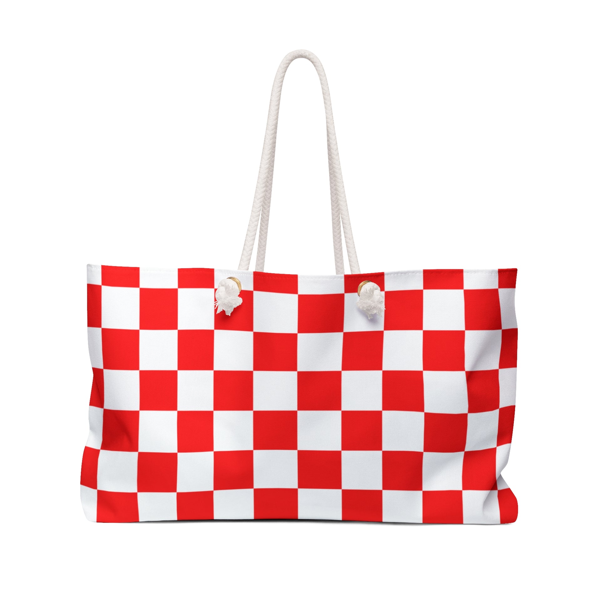 Checkerboard Red and White Weekender Bag, Artsulli - Art is Long, Life is Short, Bags, Size, 24" × 13", , , , , 26492960039493513602