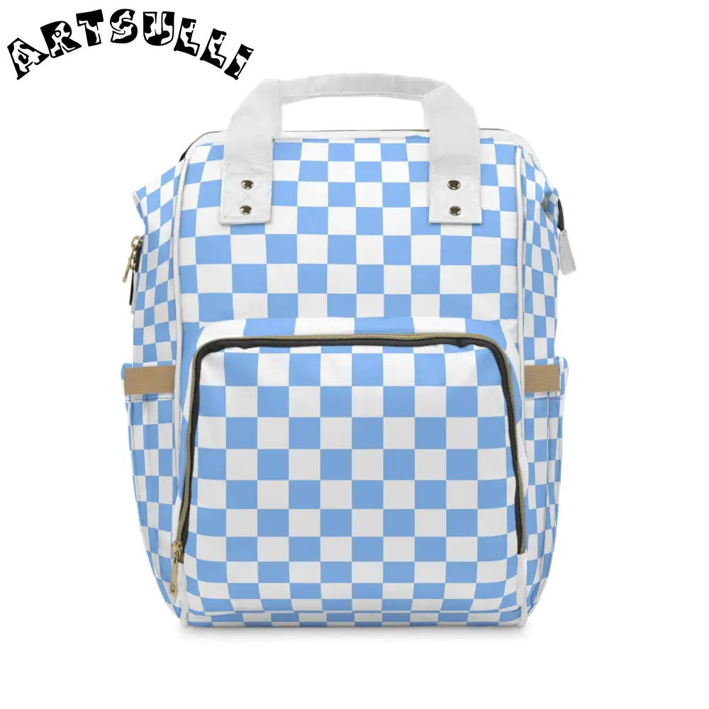 JAKKOUTTHEBXX Checkerboard White and Light Blue Multifunctional