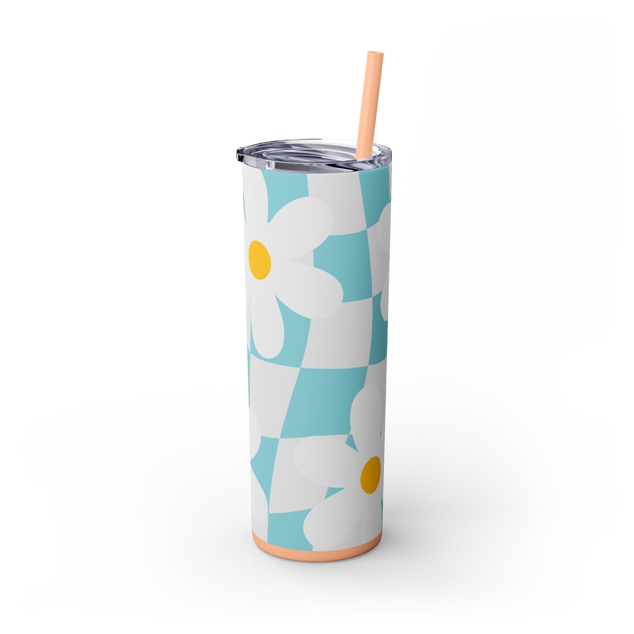 Trippy Check Garden Skinny Tumbler with Straw, 20oz, Artsulli - Art is Long, Life is Short, Mug, , , , , , , 