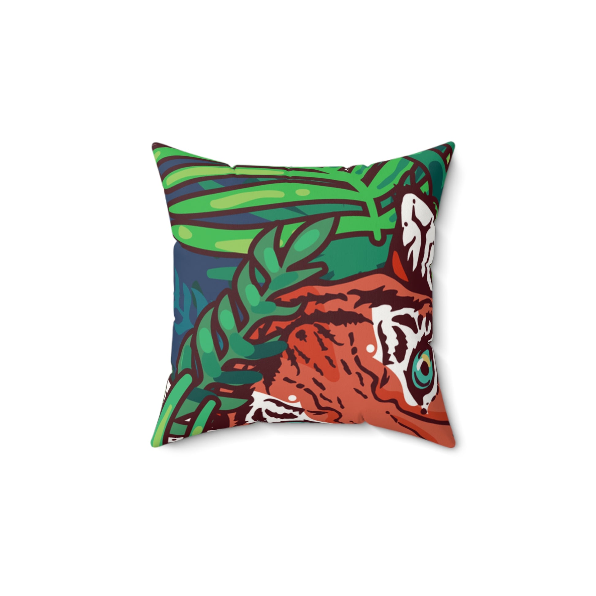 Tropical Jungle Tigers Blue and Green Faux Suede Square Pillow, Artsulli - Art is Long, Life is Short, Home Decor, , , , , , , 