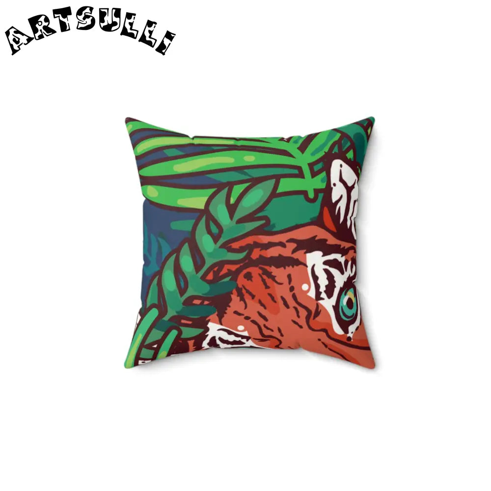 JAKKOUTTHEBXX Tropical Jungle Tigers Blue and Green Faux Suede
