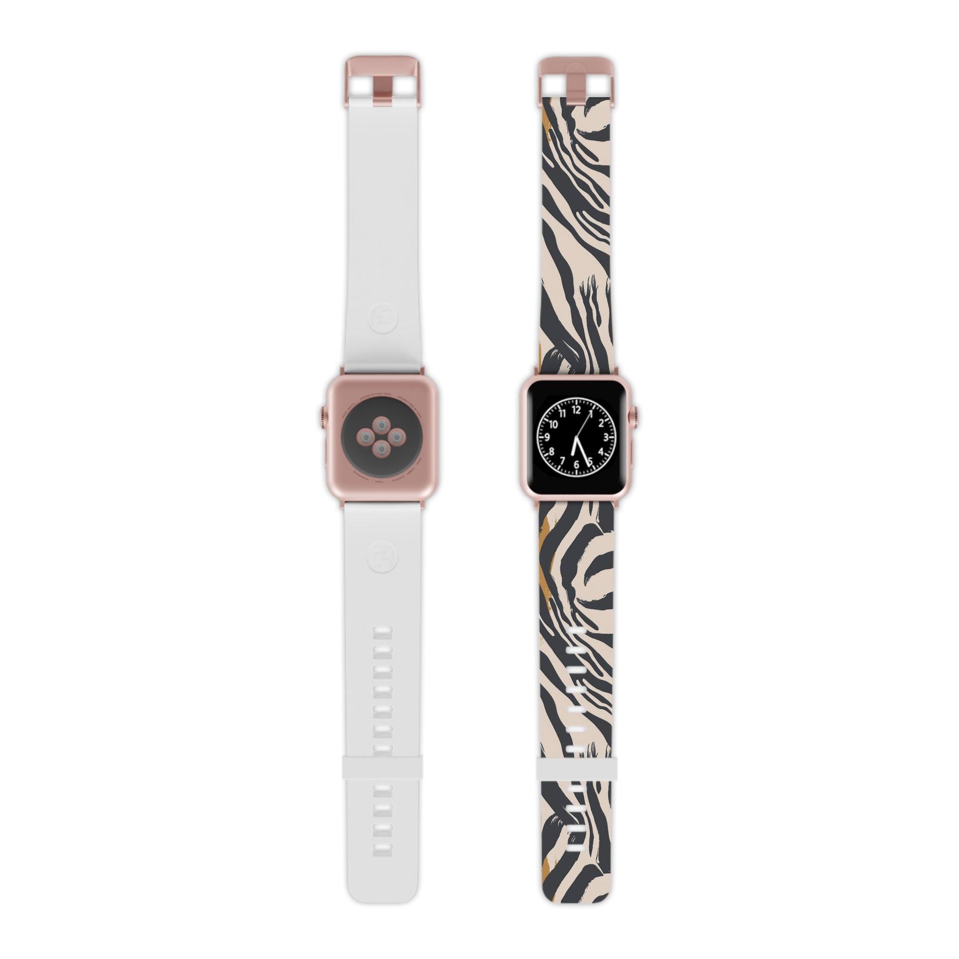 Beige Zebra Jungle Flats Watch Band for Apple Watch, Artsulli - Art is Long, Life is Short, Accessories, Size, 8'' × 0.75'' / 38 - 40 mm, Color, Rose Gold, , , 76804184128556