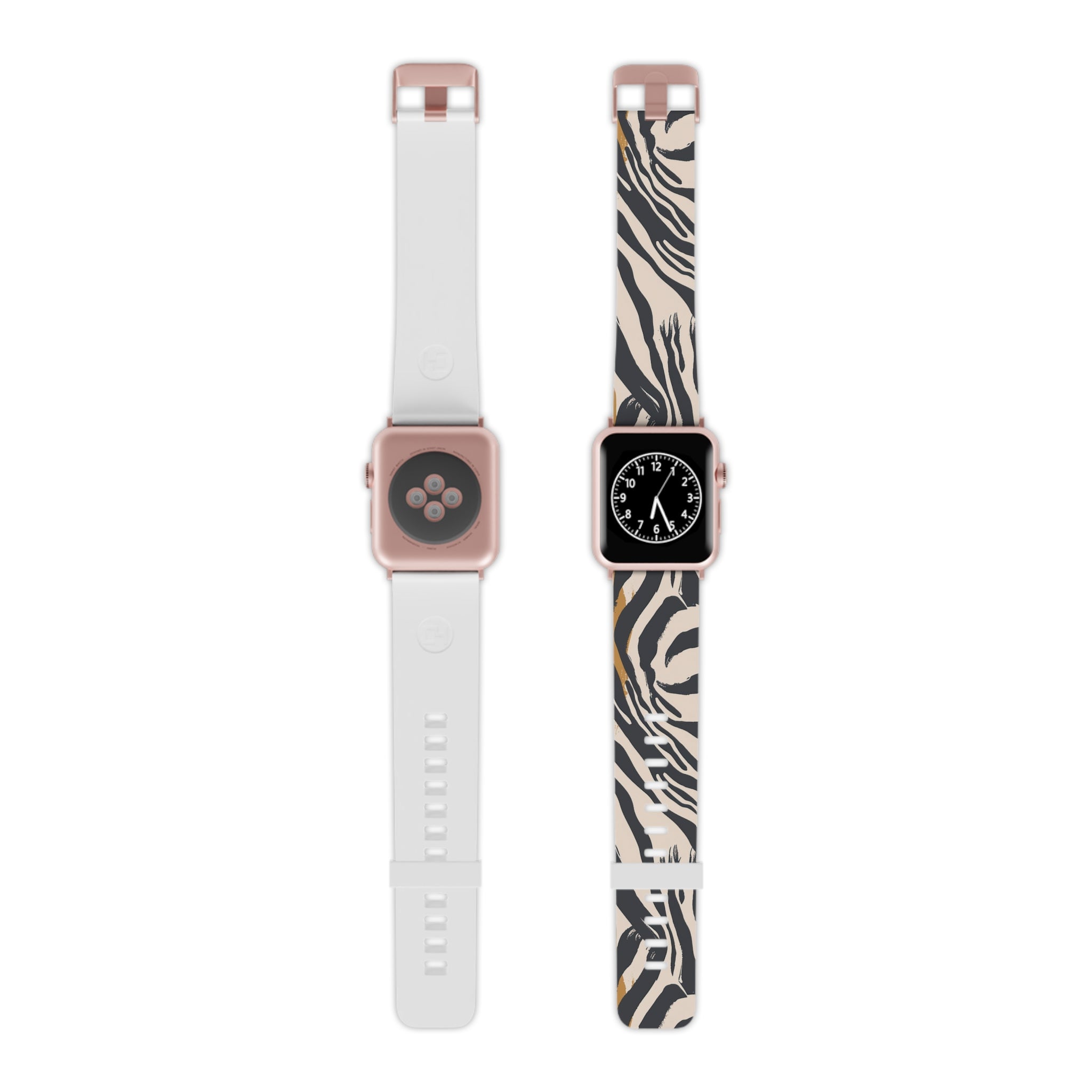 Beige Zebra Jungle Flats Watch Band for Apple Watch, Artsulli - Art is Long, Life is Short, Accessories, Size, 8'' × 0.75'' / 38 - 40 mm, Color, Rose Gold, , , 76804184128556