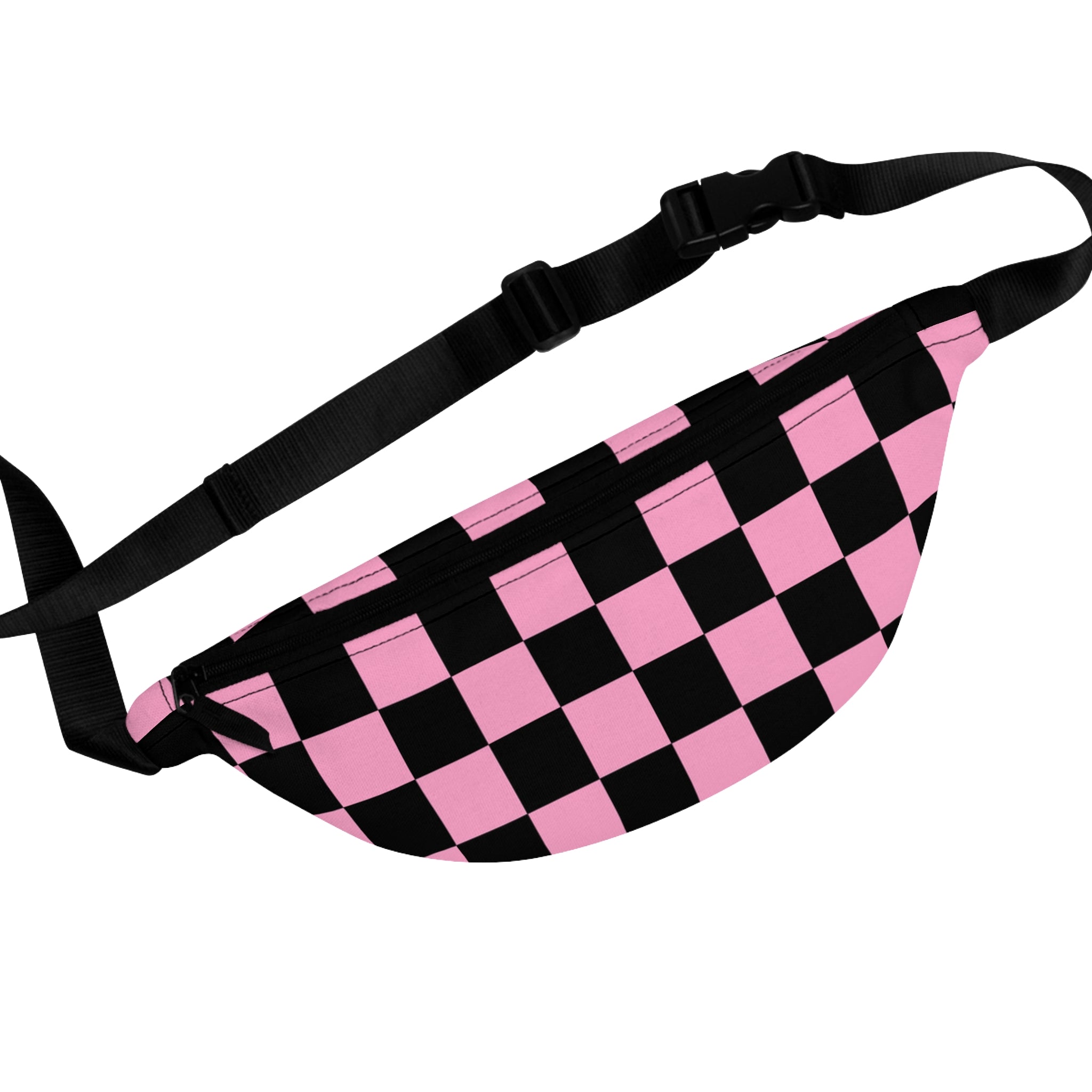 Checkerboard Black and Pink Fanny Pack, Artsulli - Art is Long, Life is Short, Bags, Size, One size, , , , , 93903204179412247214