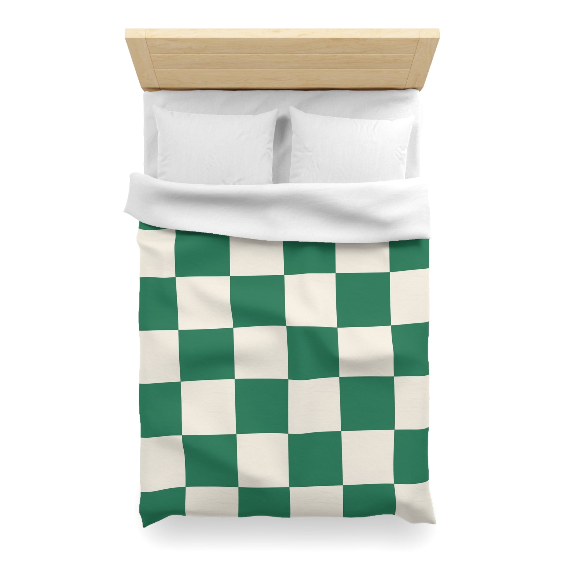 Checkerboard Dark Green Microfiber Duvet Cover, Artsulli - Art is Long, Life is Short, Home Decor, , , , , , , 