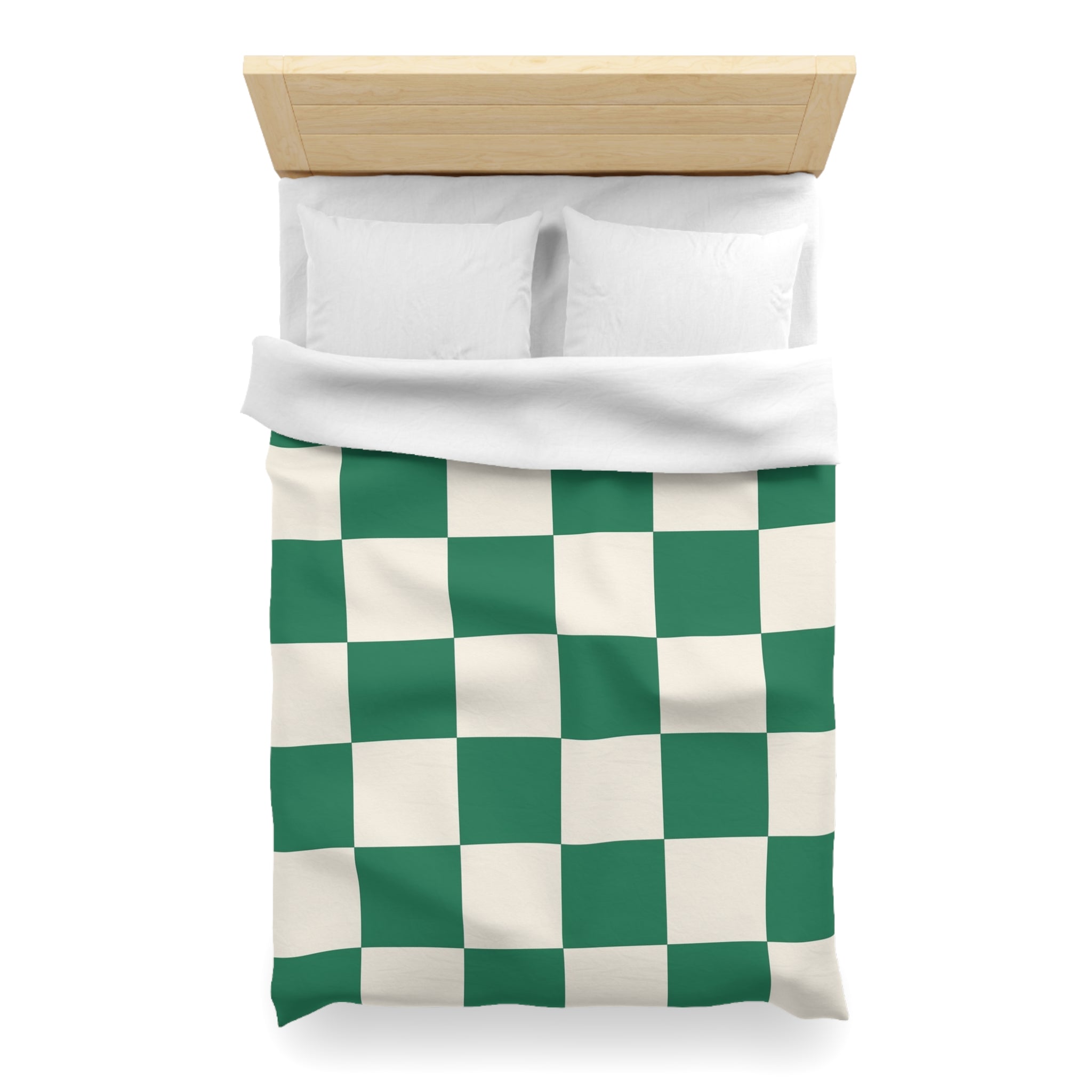Checkerboard Dark Green Microfiber Duvet Cover, Artsulli - Art is Long, Life is Short, Home Decor, , , , , , , 