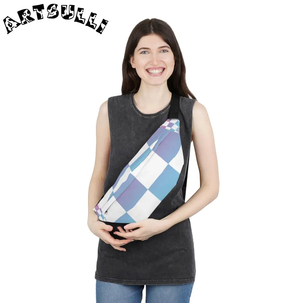 JAKKOUTTHEBXX Vaporwave Check Large Fanny Pack JAKKOUTTHEBXX