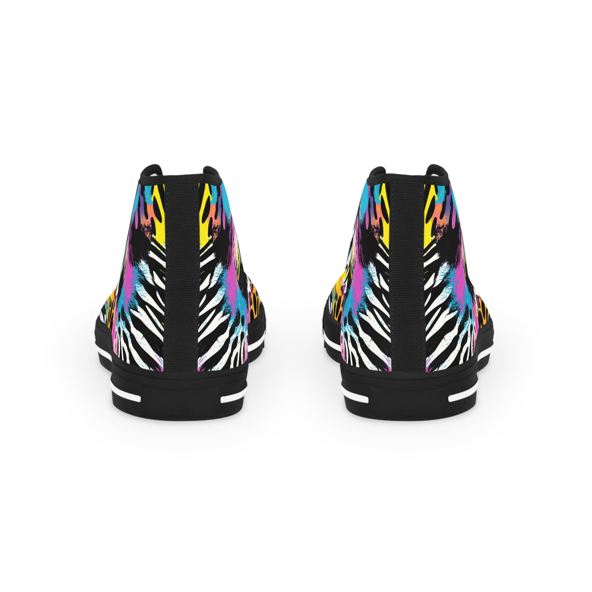 Zebra Stripes x Leopard Print x Paint Splatter Multi-Color Men's High Top Sneakers, Artsulli - Art is Long, Life is Short, Shoes, , , , , , , 